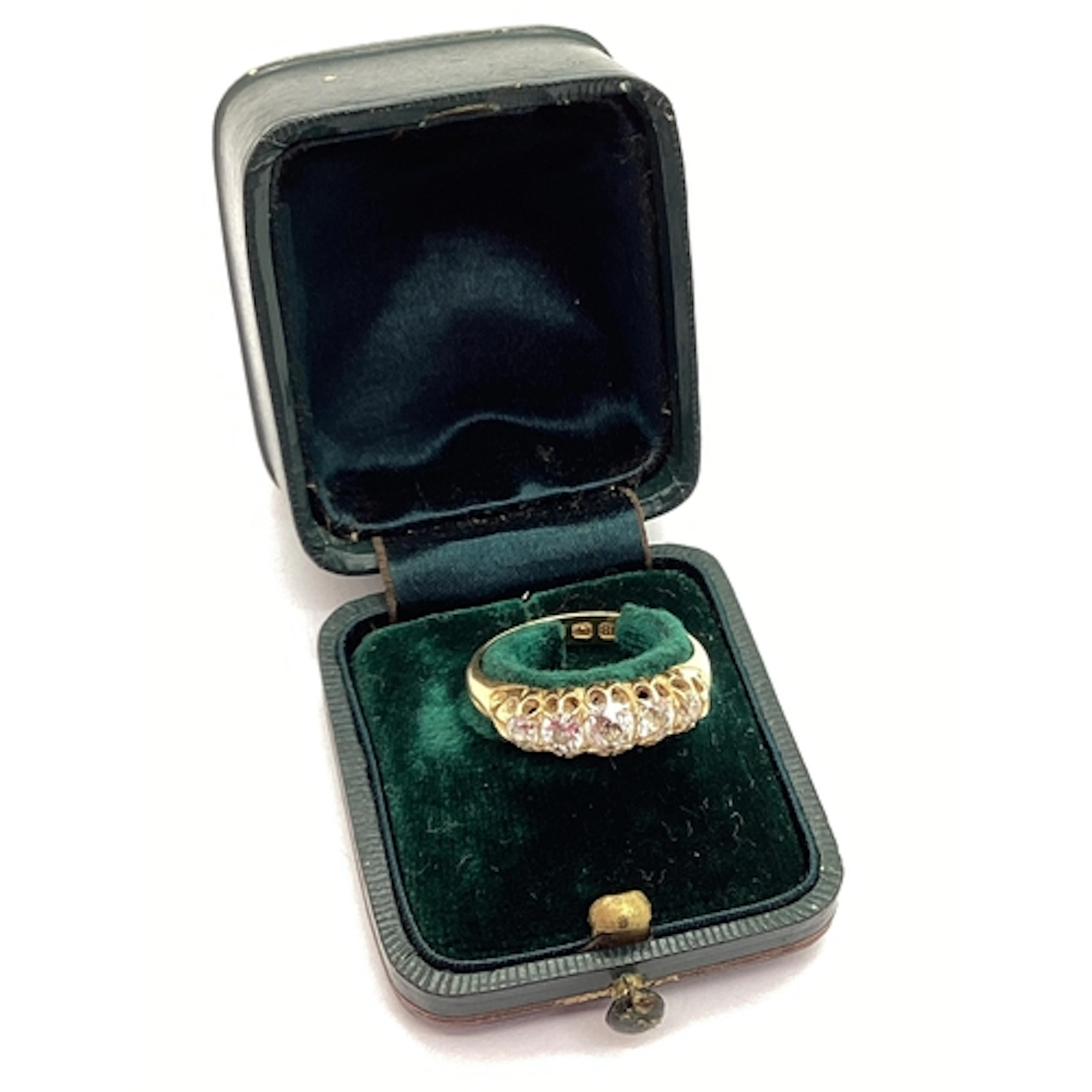 A Victorian 18ct Gold Five Stone Diamond Ring, claw set with...