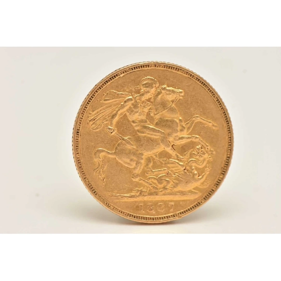 A FULL GOLD VICTORIAN 1887 SOVEREIGN COIN, approximate gross...