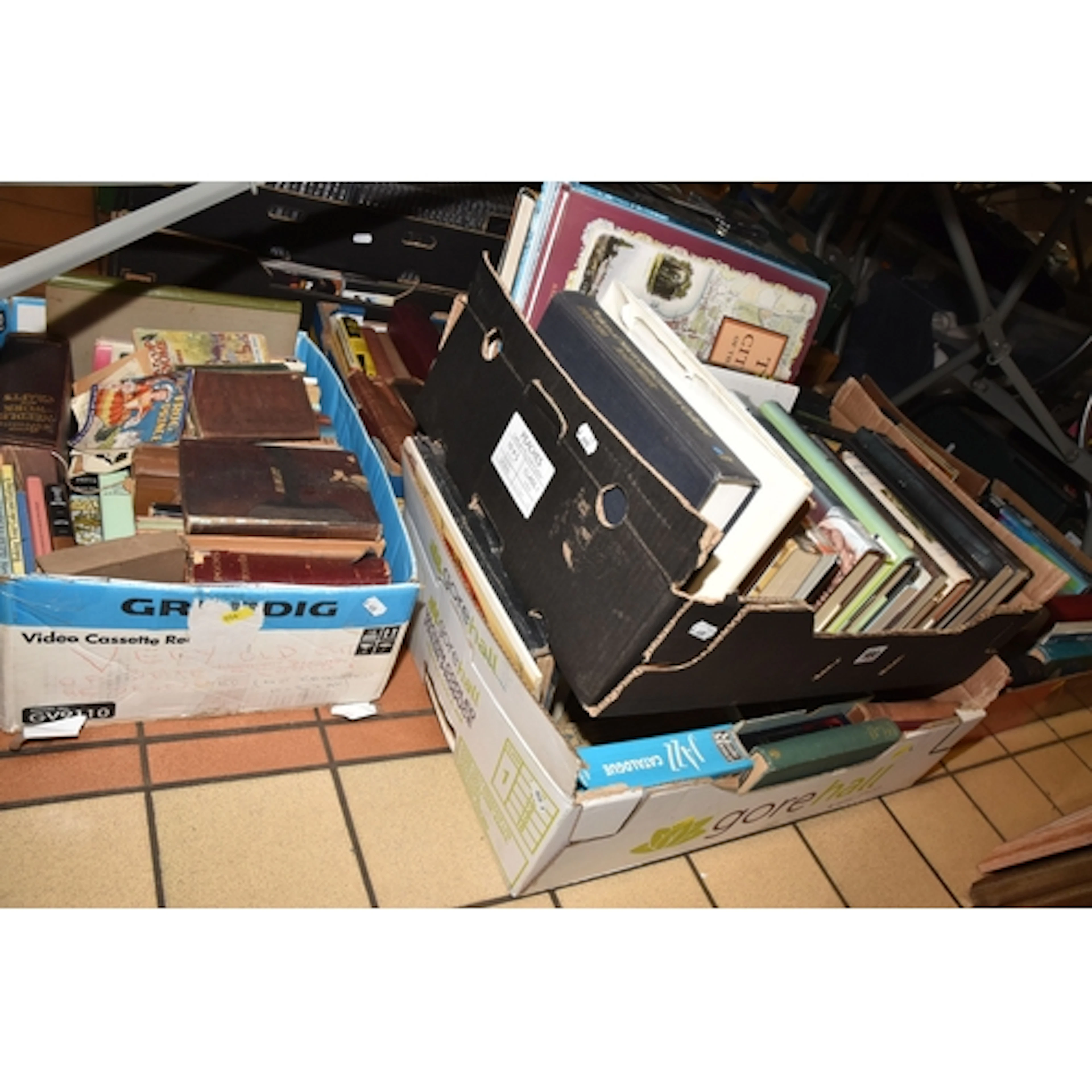 SIX BOXES OF BOOKS containing a large collection of miscella...