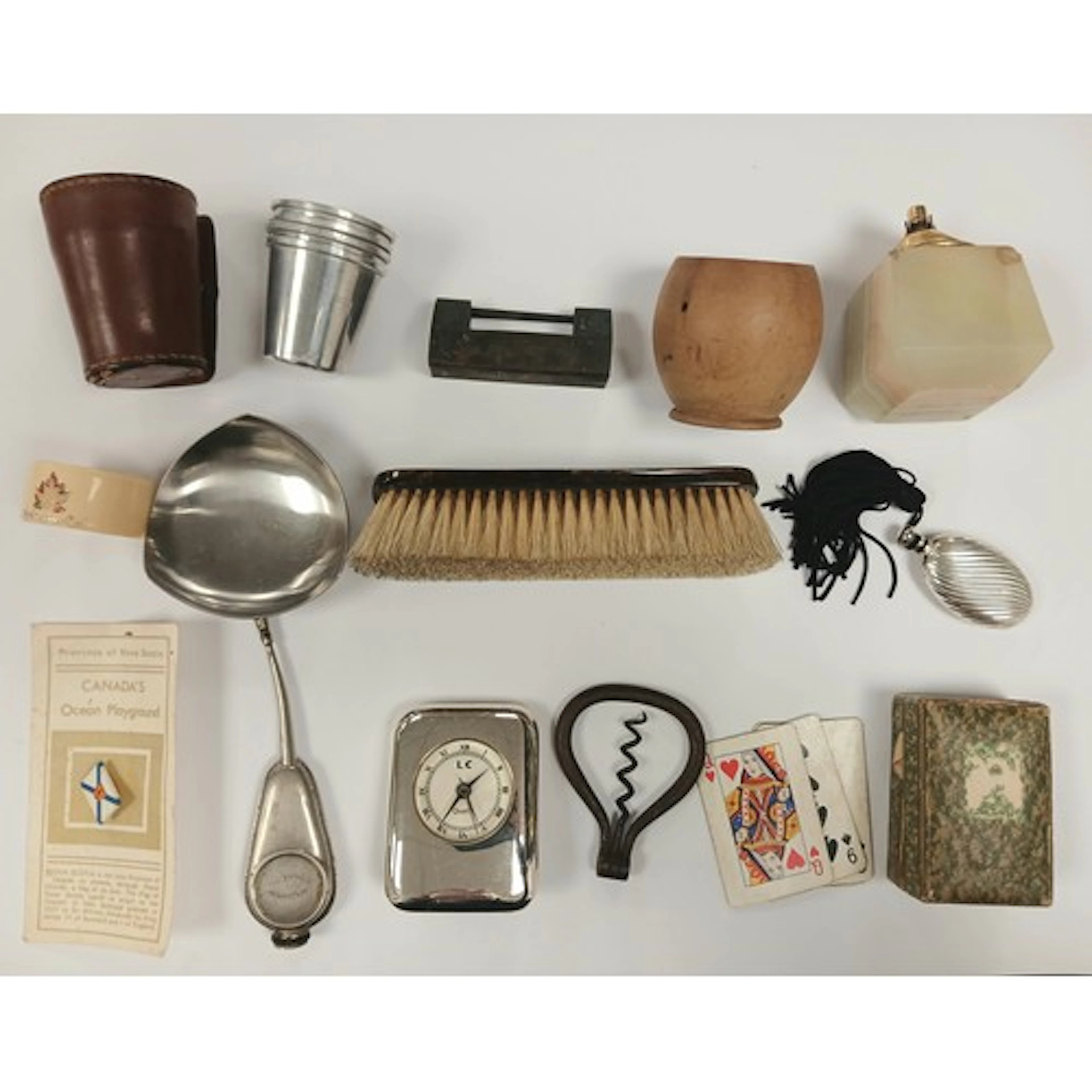 Onyx table lighter, tortoiseshell style hand brush, cork scr...