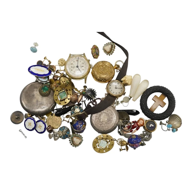 A group of assorted jewellery and wrist watches, including a...