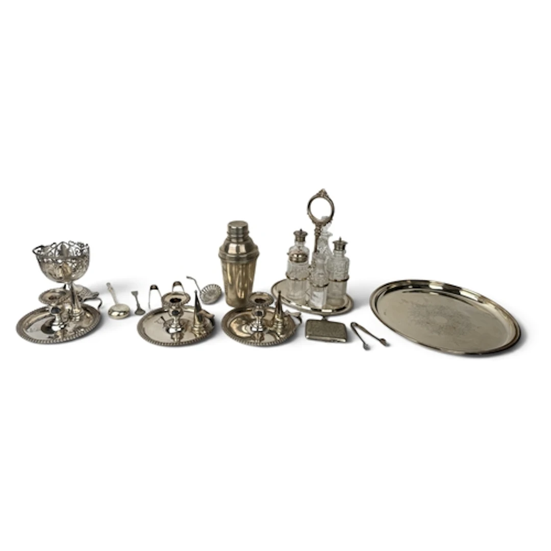 A SET OF THREE VICTORIAN ELECTROPLATE CHAMBER CANDLESTICKS, ...