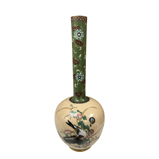 A Japanese Meiji period cloisonne bottle vase decorated with...