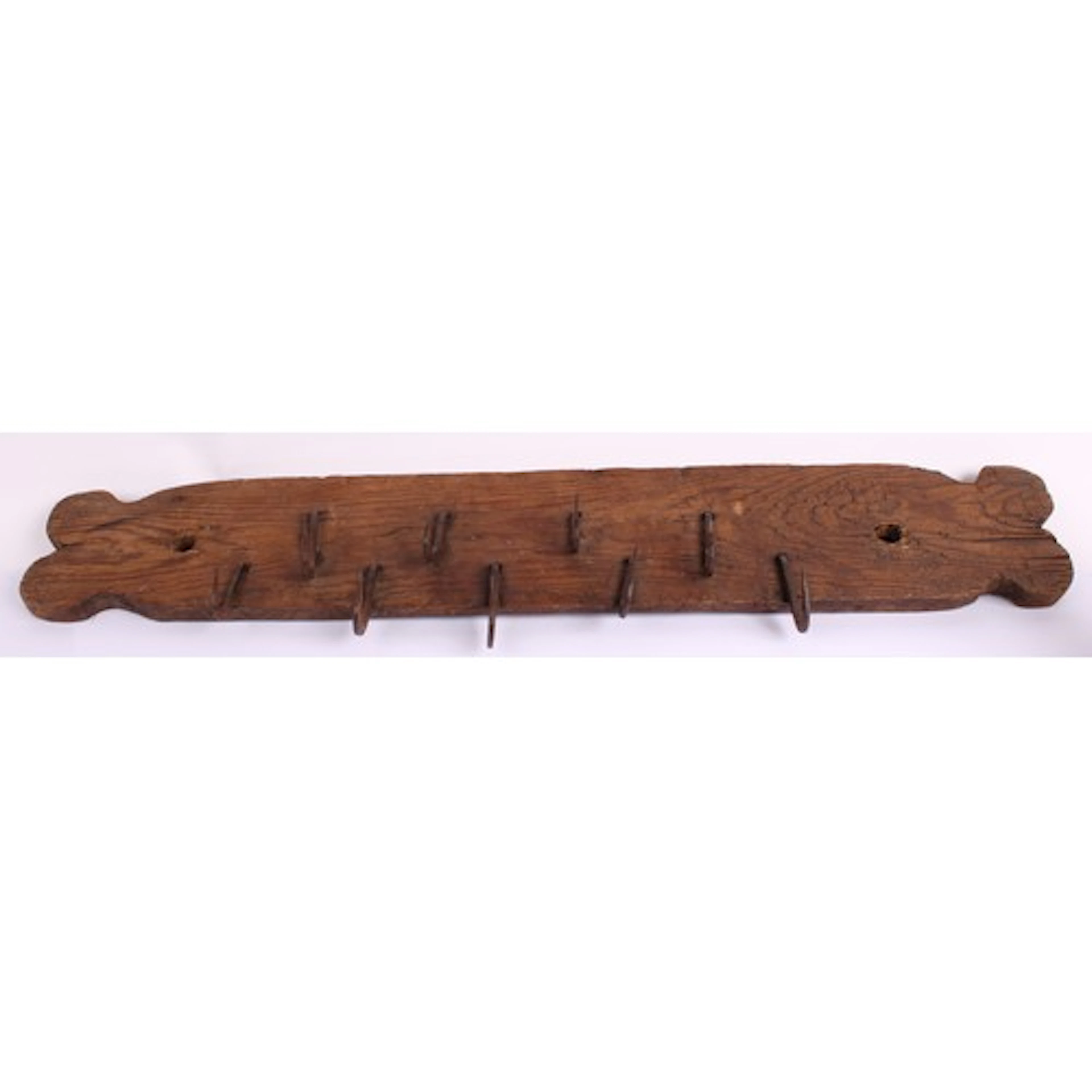 A 19th century Scandinavian oak wall hanging game rack, of p...