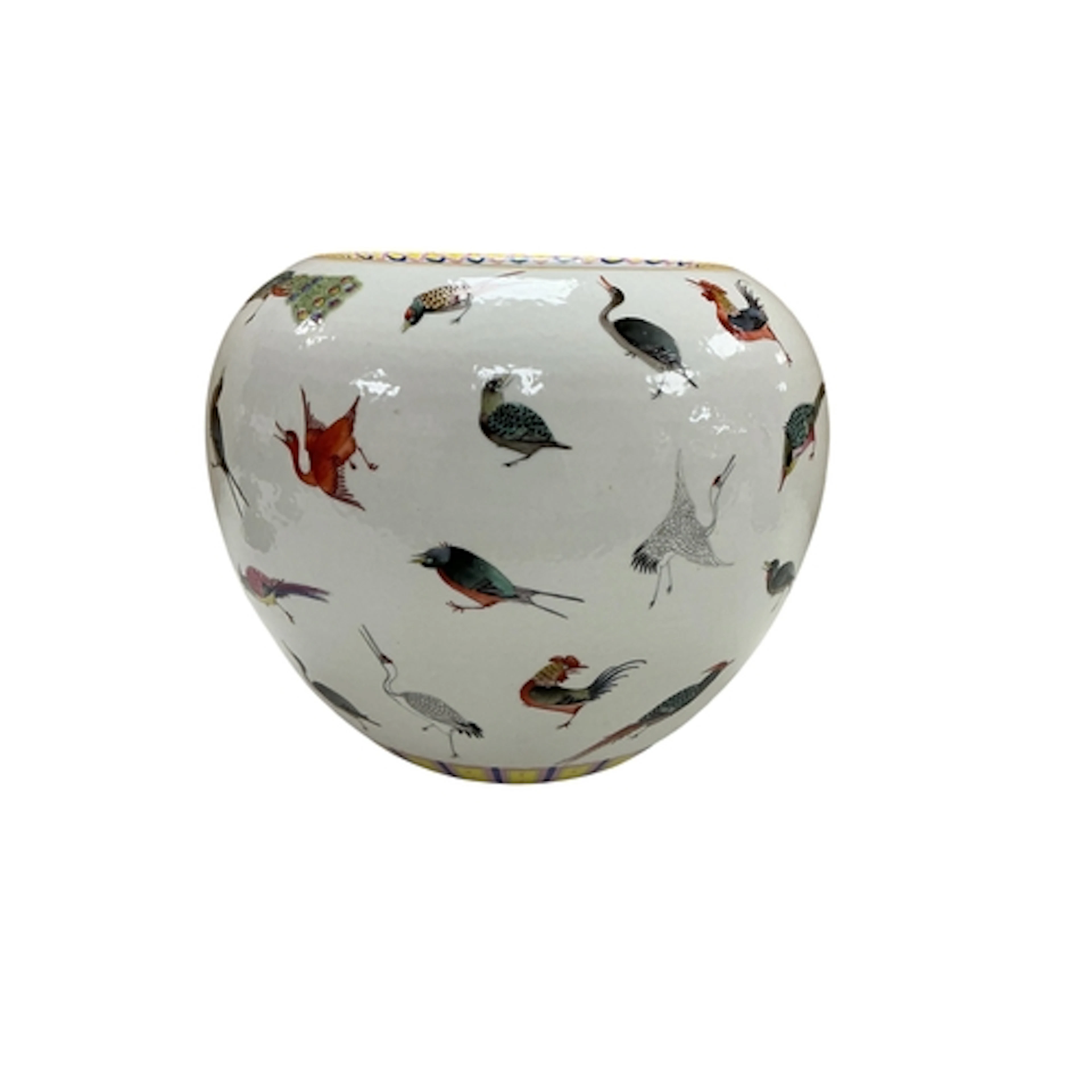 A Chinese famille rose planter, enamelled with birds, Guangx...