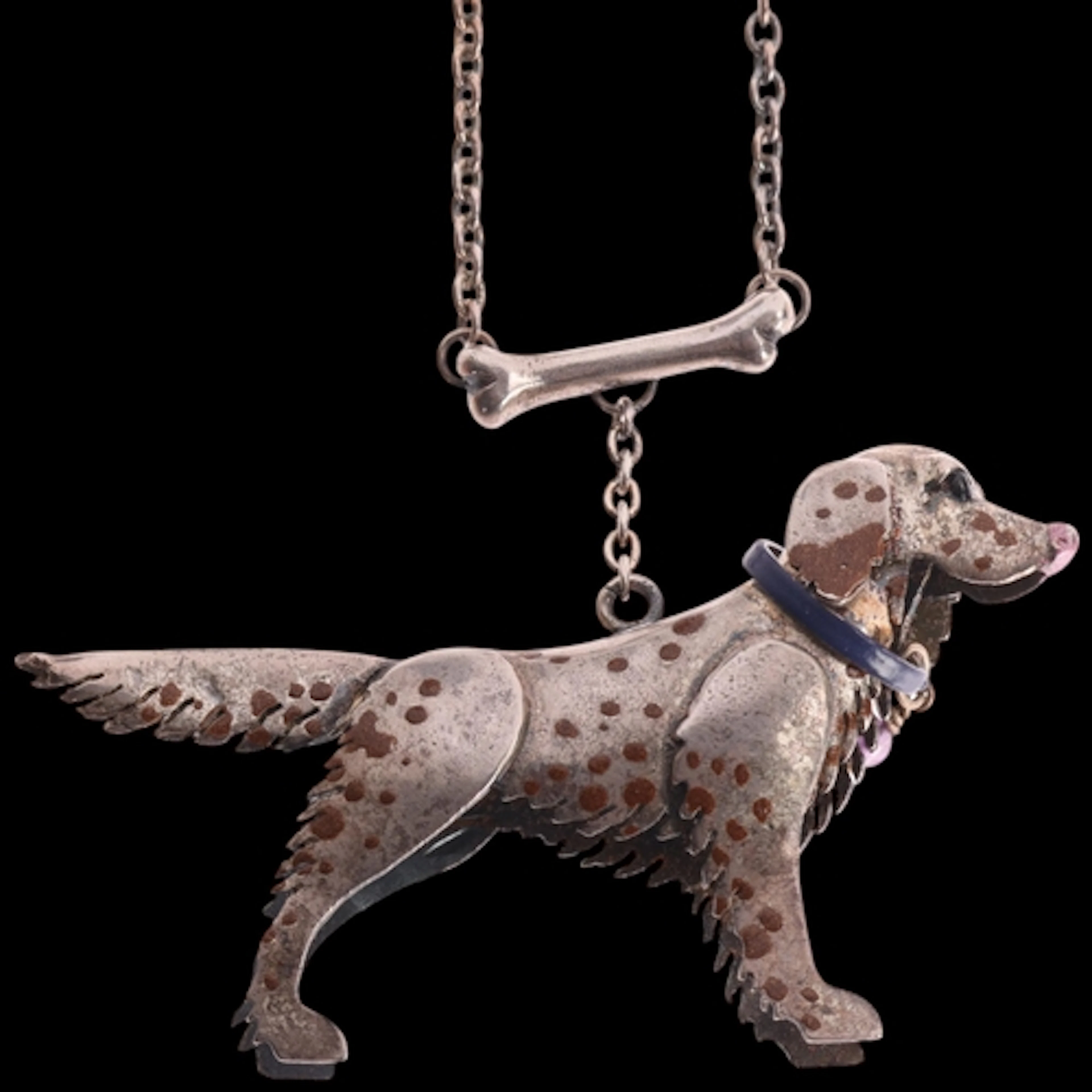 CAROL MATHER - a handmade sterling silver enamel Setter dog ...
