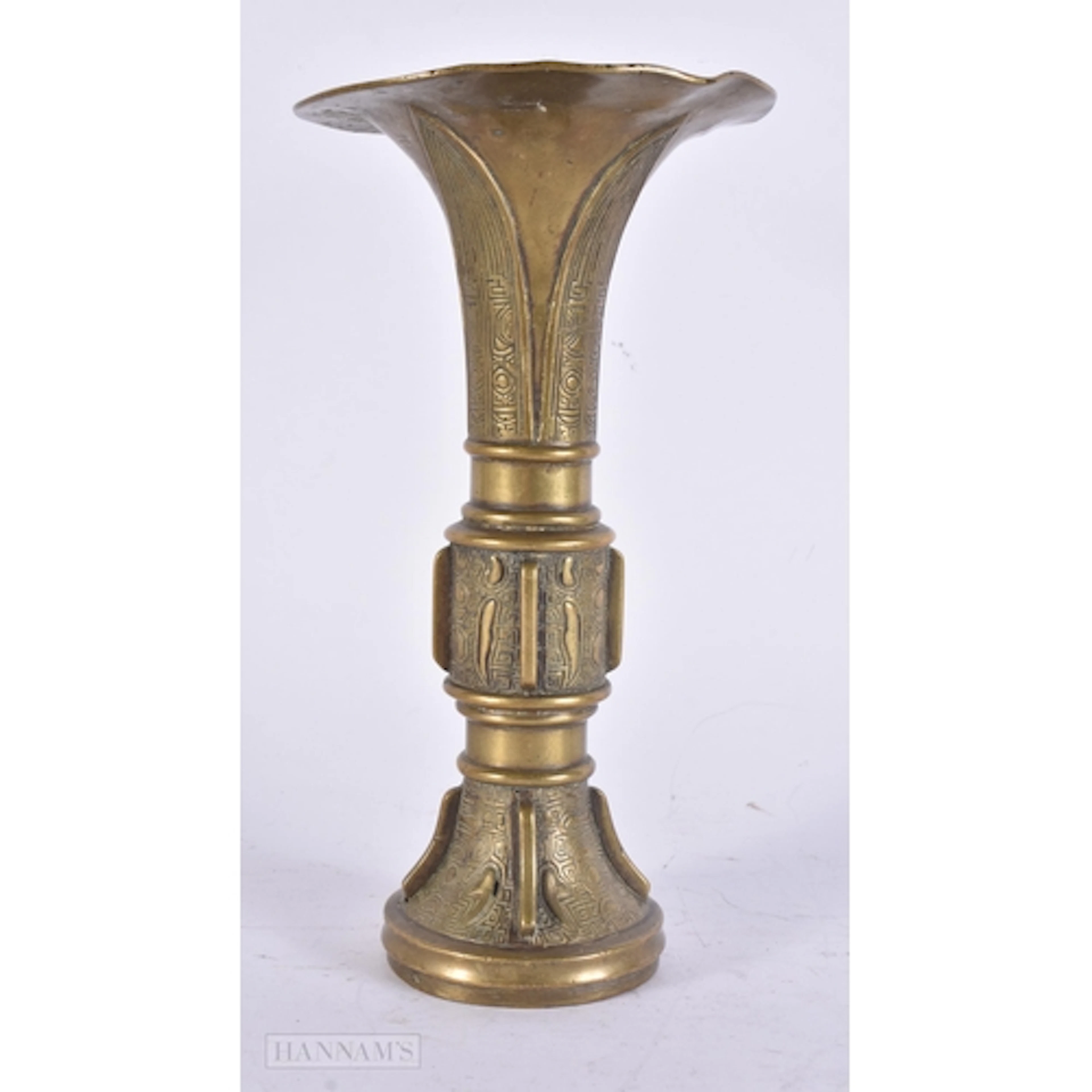 AN 18TH/19TH CENTURY CHINESE GU FORM BRONZE ARCHAIC VASE Lat...