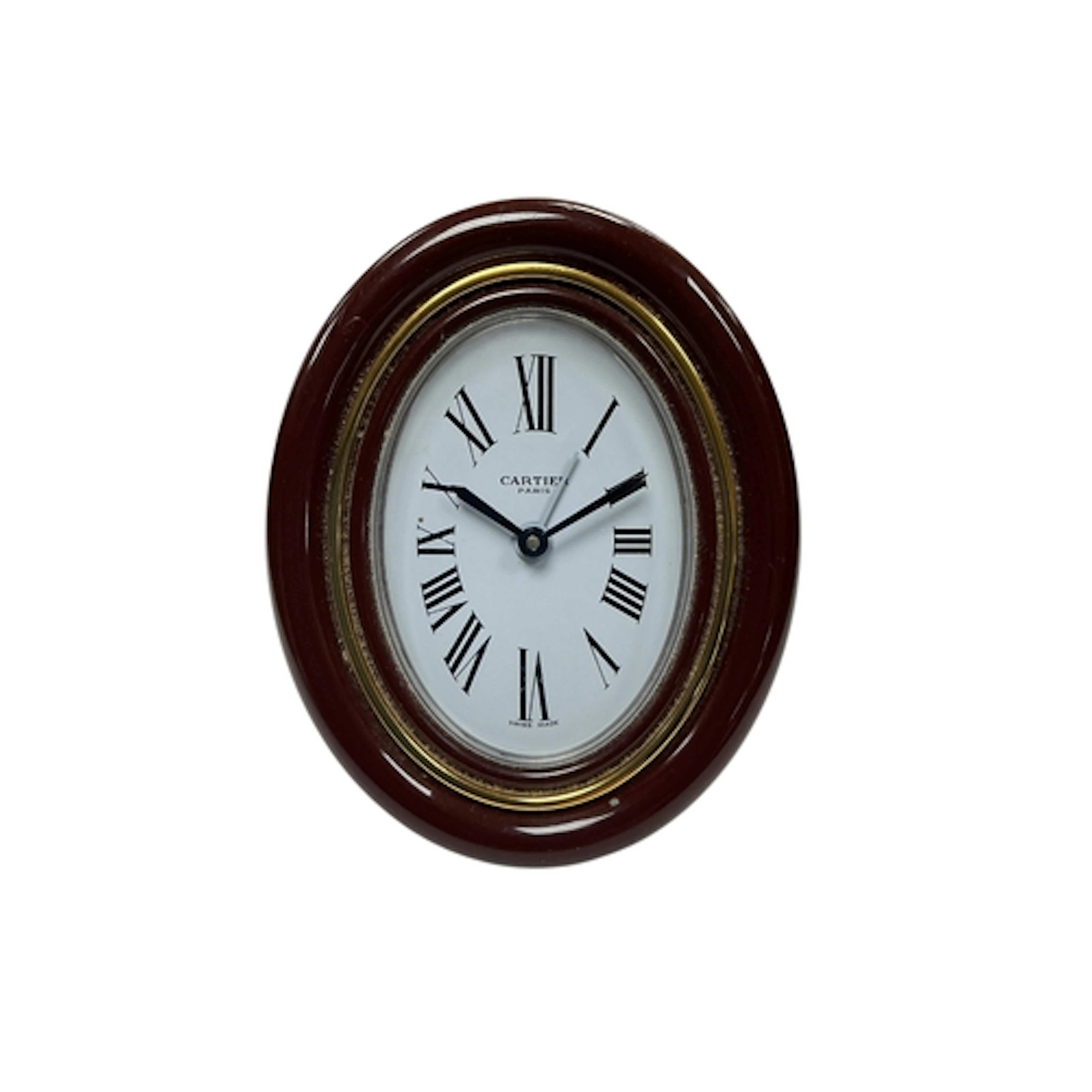 A Cartier Baignoire clock with red and gilt frame, ref. 7519...