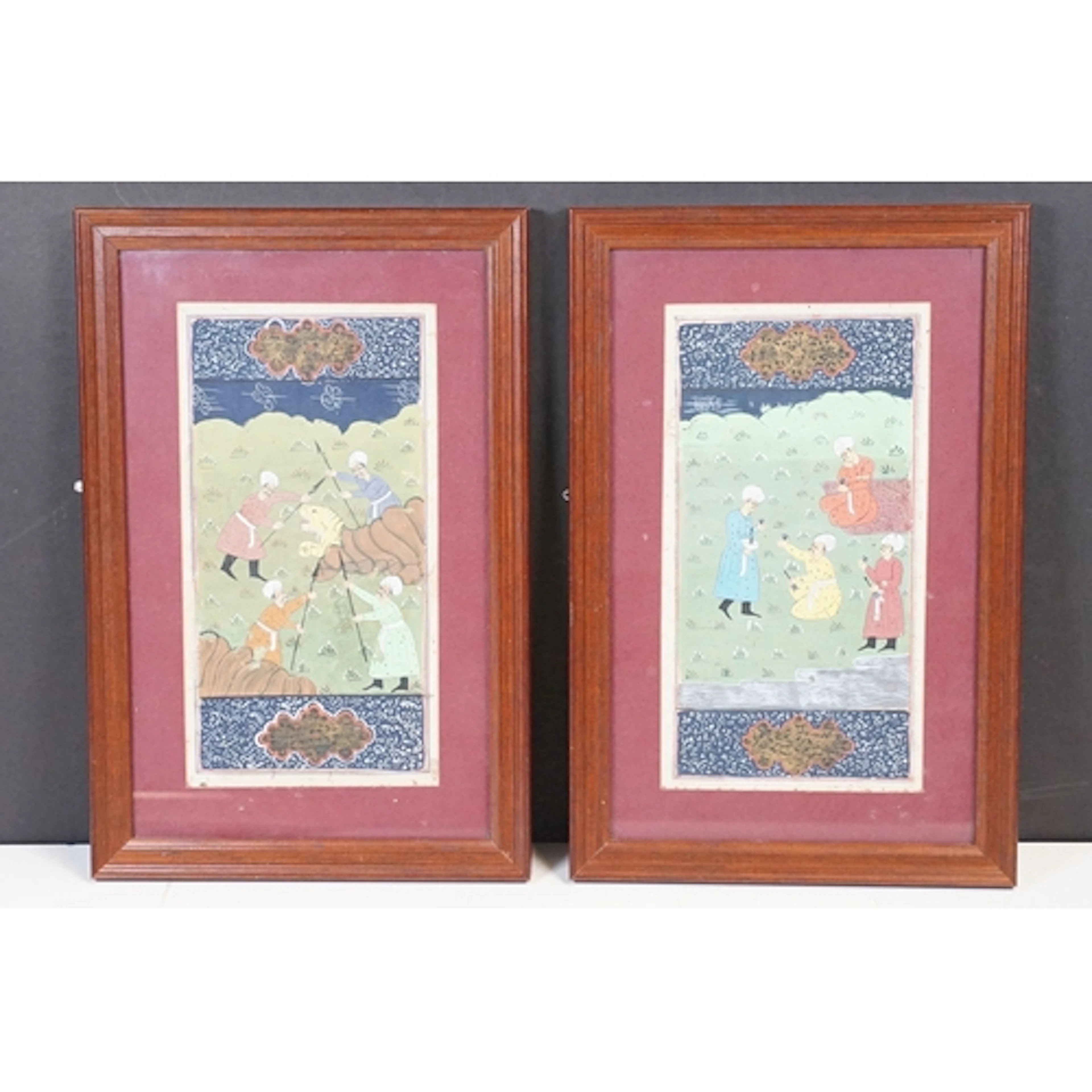 Pair of 19th century Indian school paintings in the Mughal-s...