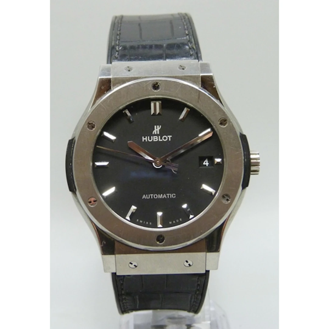 Hublot, a Classic Fusion black dial titanium automatic wrist...