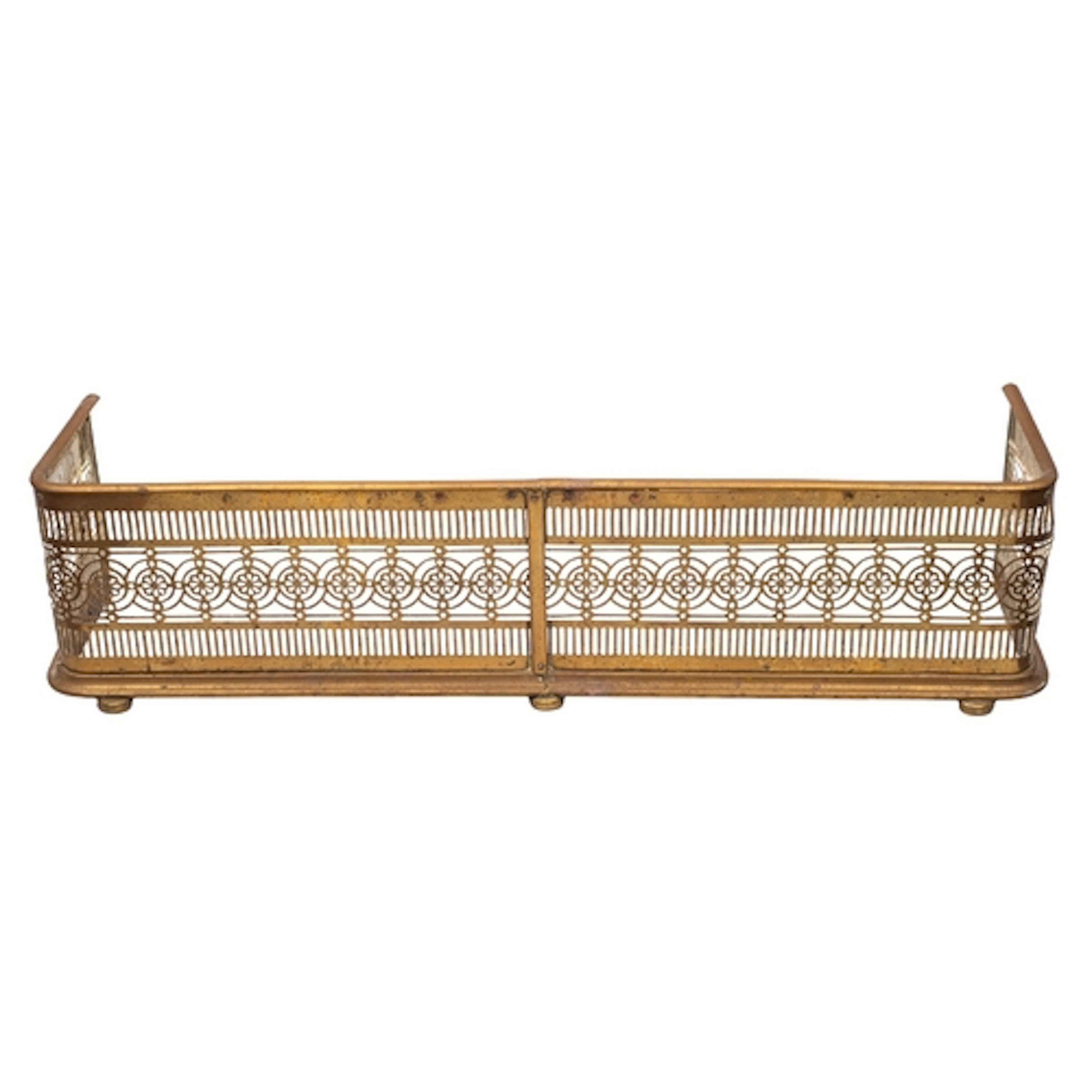A Regency brass fender, early 19th century; of rectangular s...