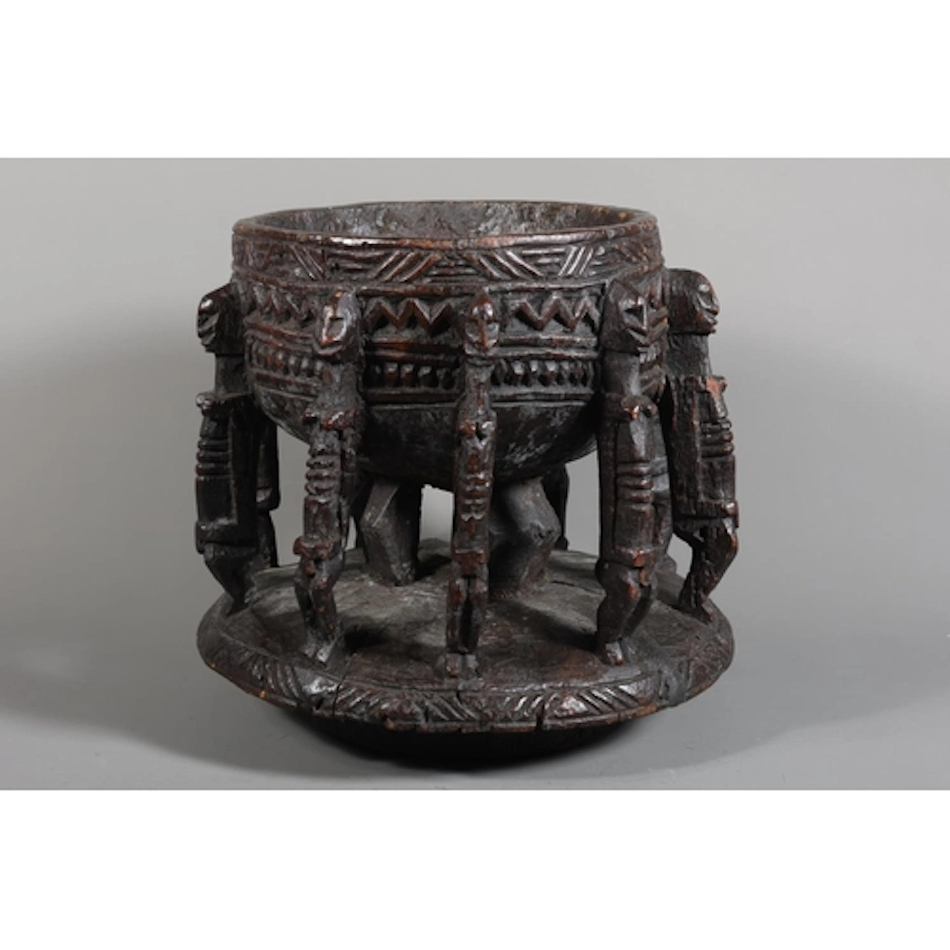 African carved hardwood ceremonial vessel or bowl, possibly ...