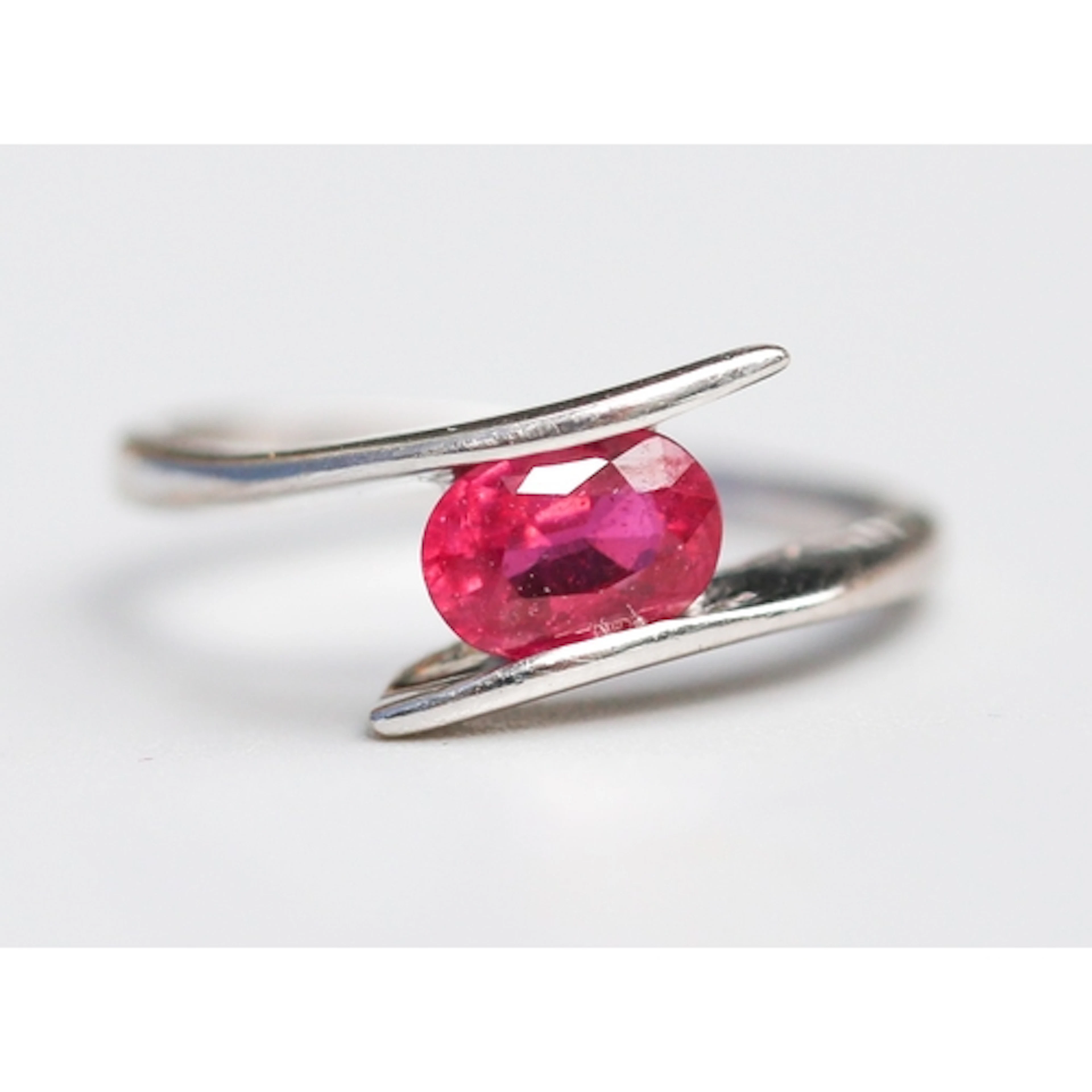 Attractively Detailed, Ruby Set Single Stone Wrap Around For...