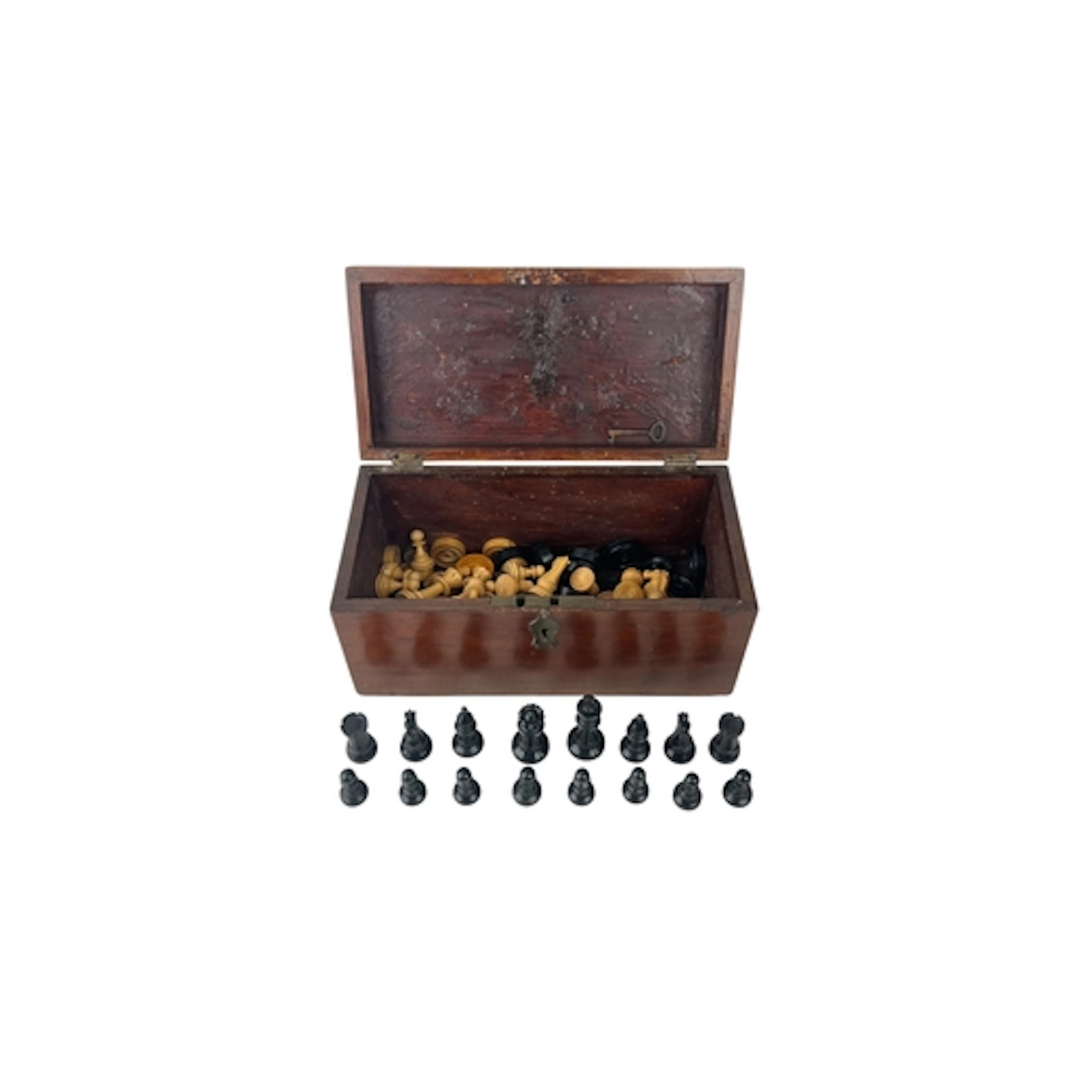 A STAUNTON STYLE CHESS AND DRAUGHTS SET IN AN UNASSOCIATED W...