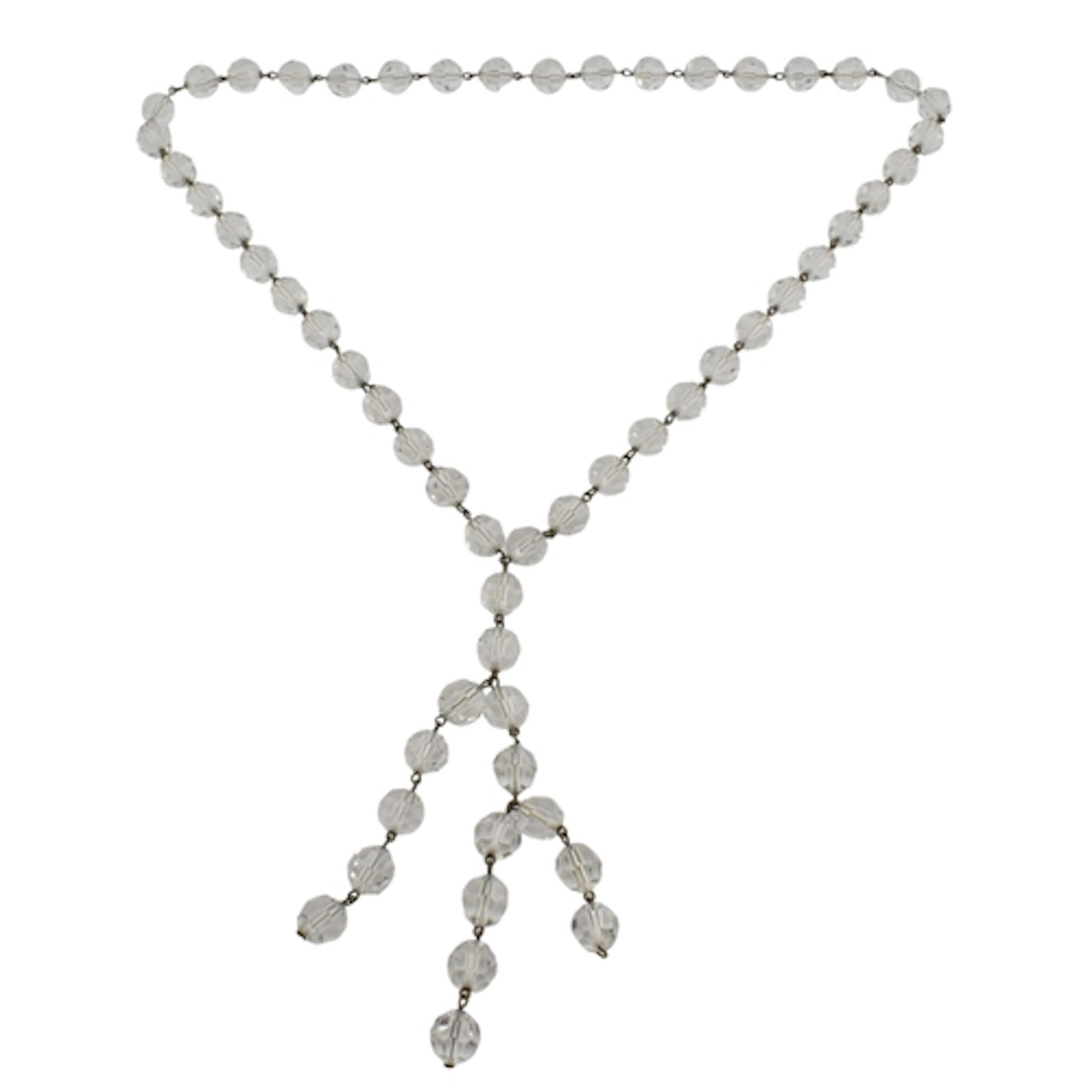 Art Deco faceted crystal glass bead lariat-design tassel nec...