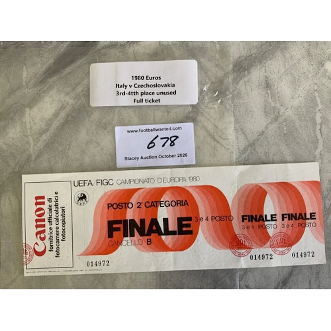 1980s Euros Italy v Czechoslovakia Football Ticket: Unused 3...