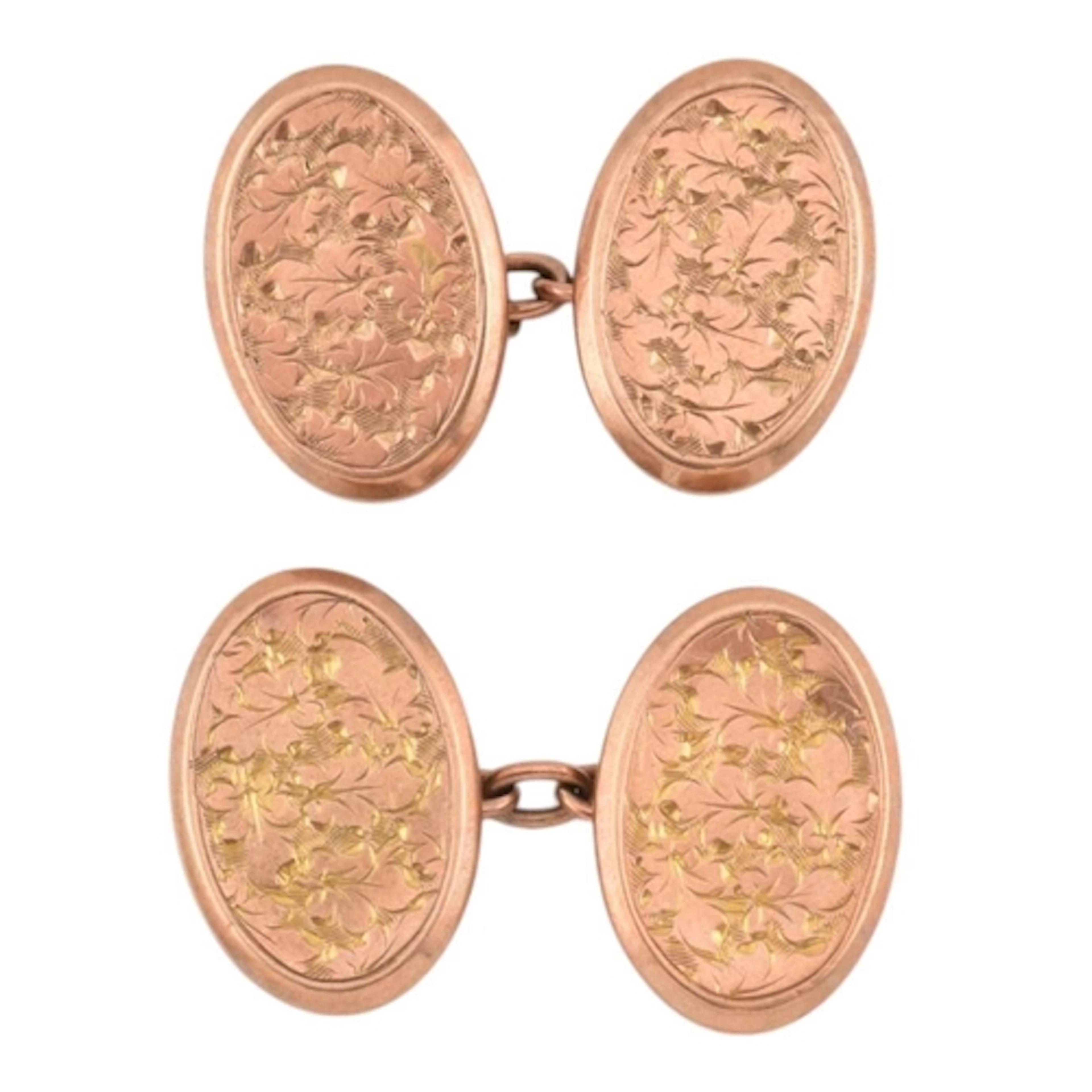 A pair of Victorian hallmarked 9ct gold oval cufflinks with ...