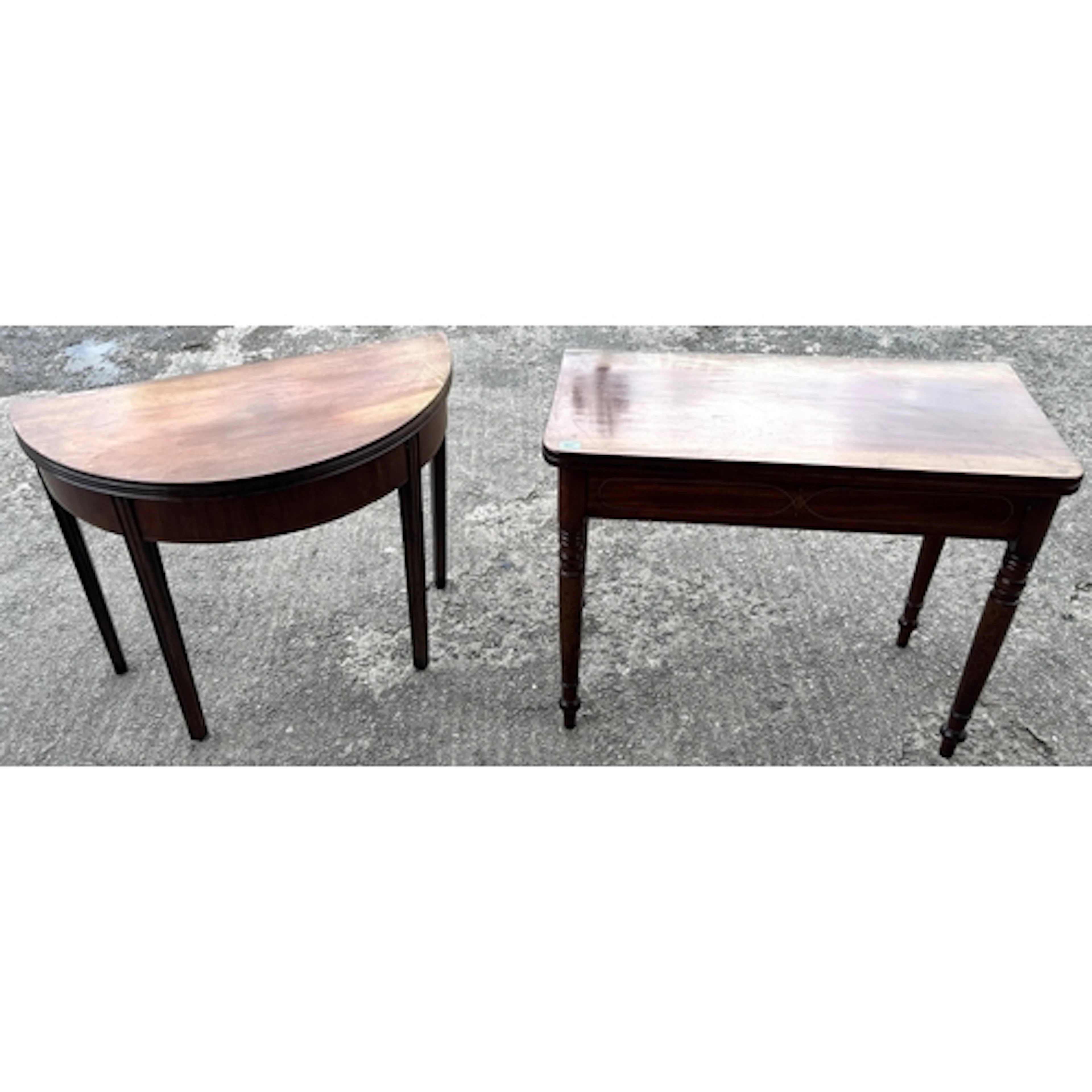 William IV inlaid swivel top tea table on tapering turned le...