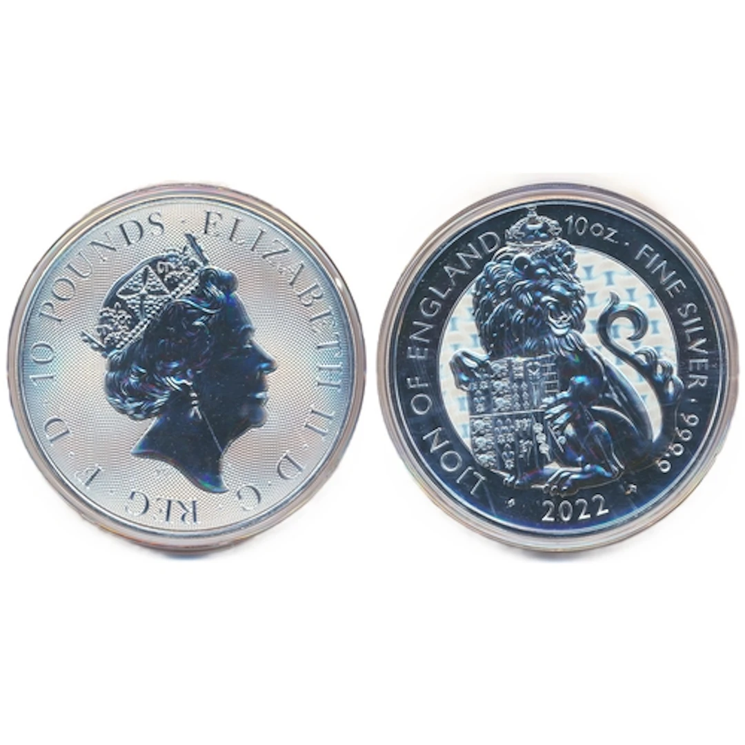 2022 'Lion of England' 10oz uncirculated silver £10. (Y)