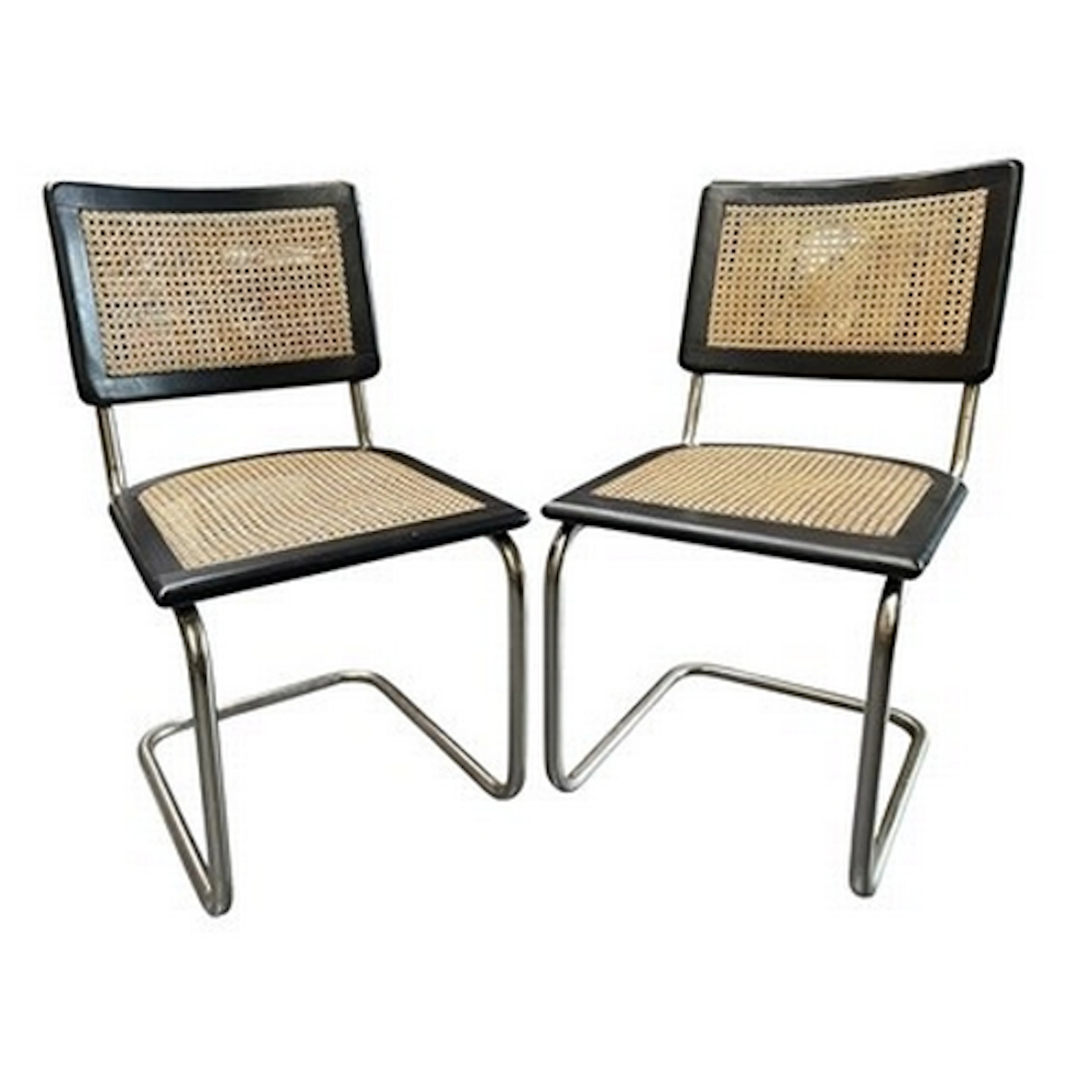 A pair of mid 20th century Italian cantilever dining chairs ...