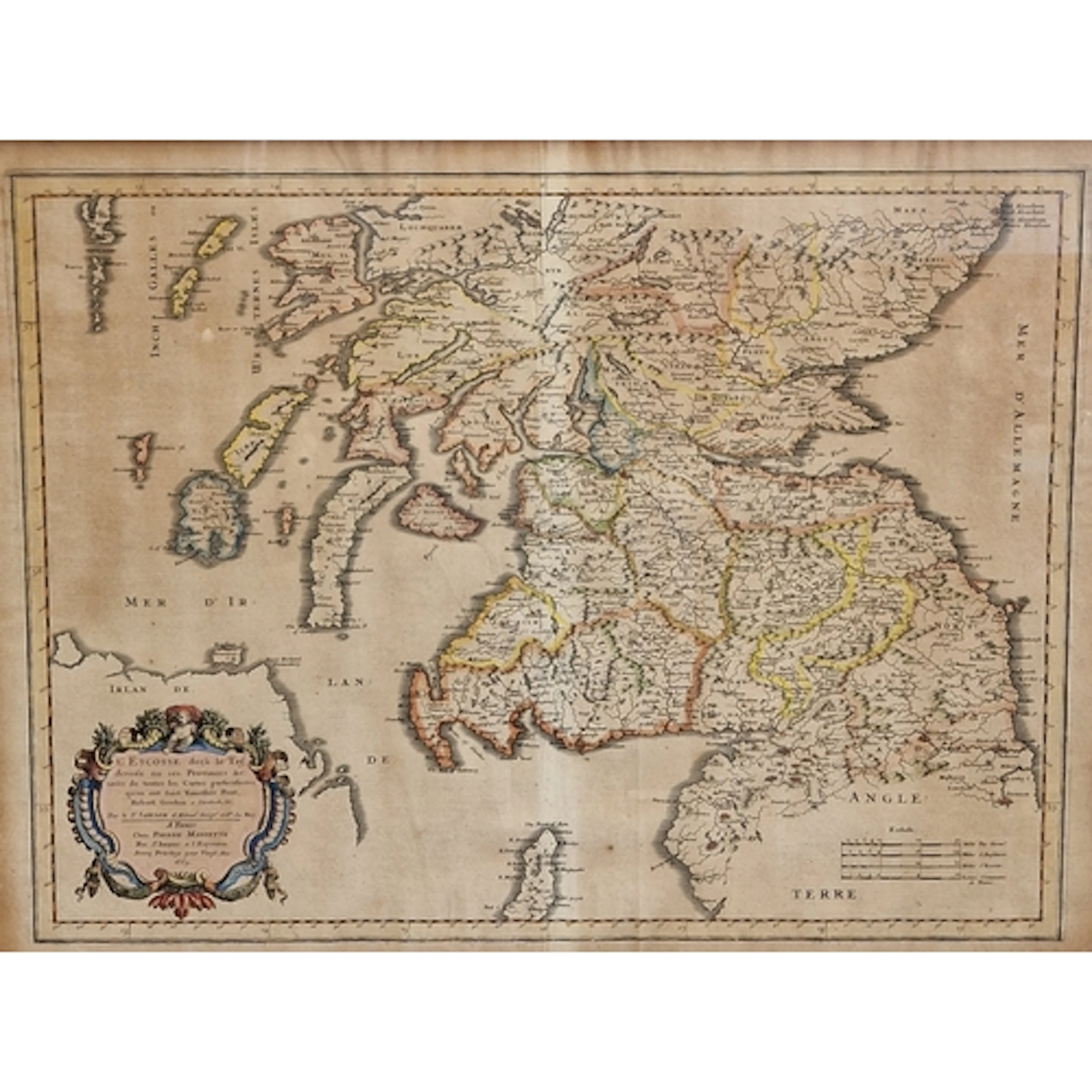 NICOLAS SANSON. An engraved map , coloured , titled 'L'Ecoss...