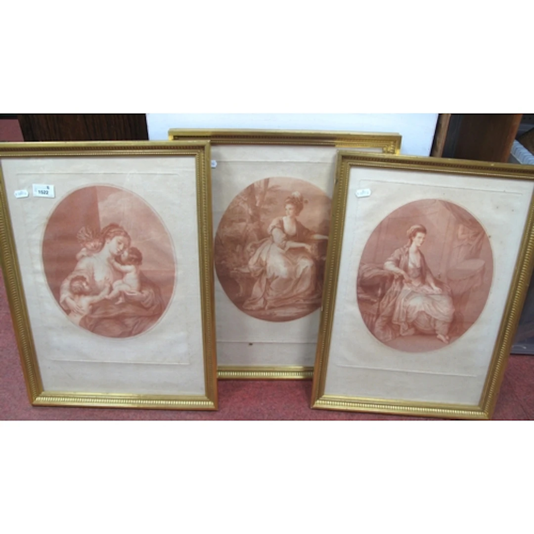 Sepia Prints Oval and Circular, including 'Charity', 'Angeli...