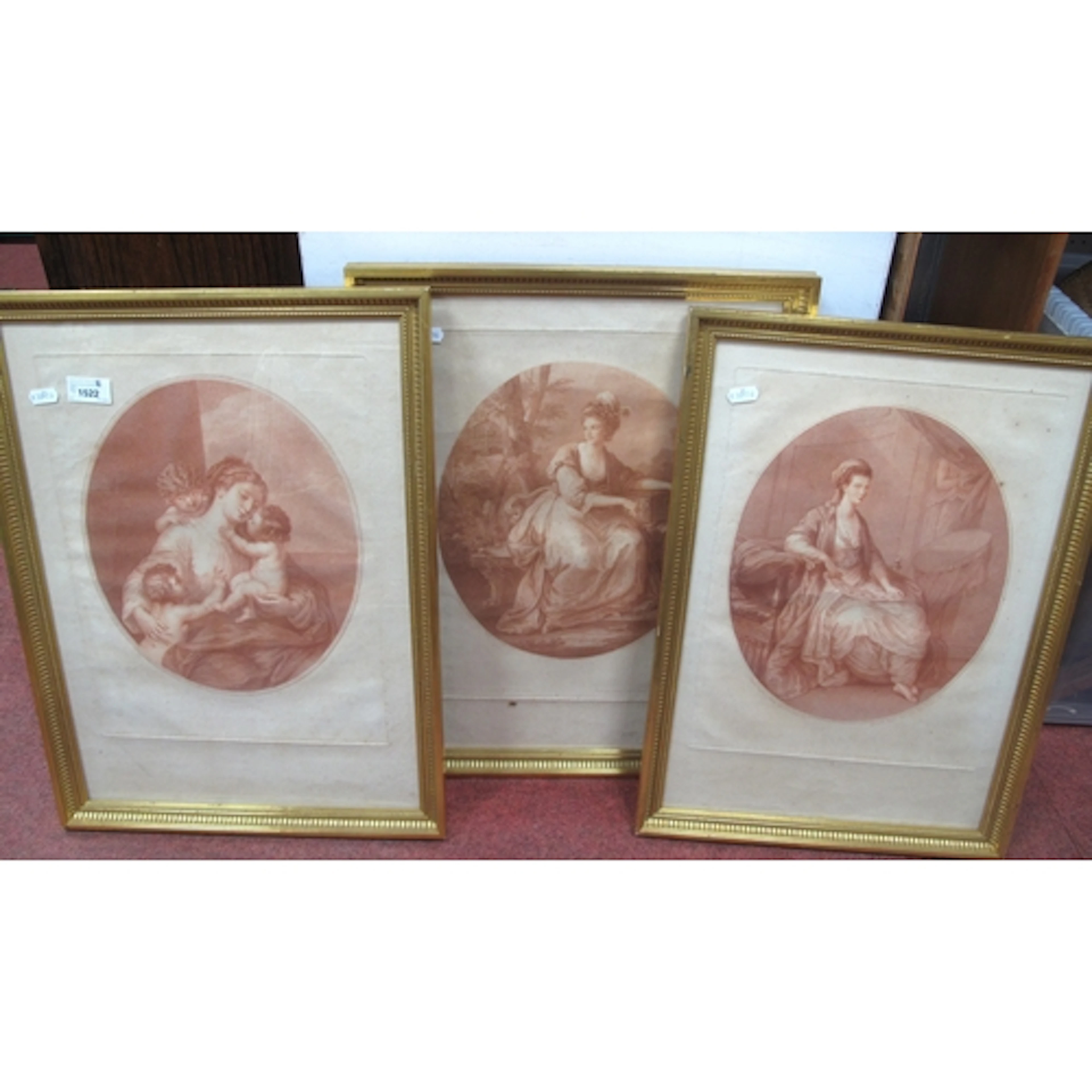 Sepia Prints Oval and Circular, including 'Charity', 'Angeli...