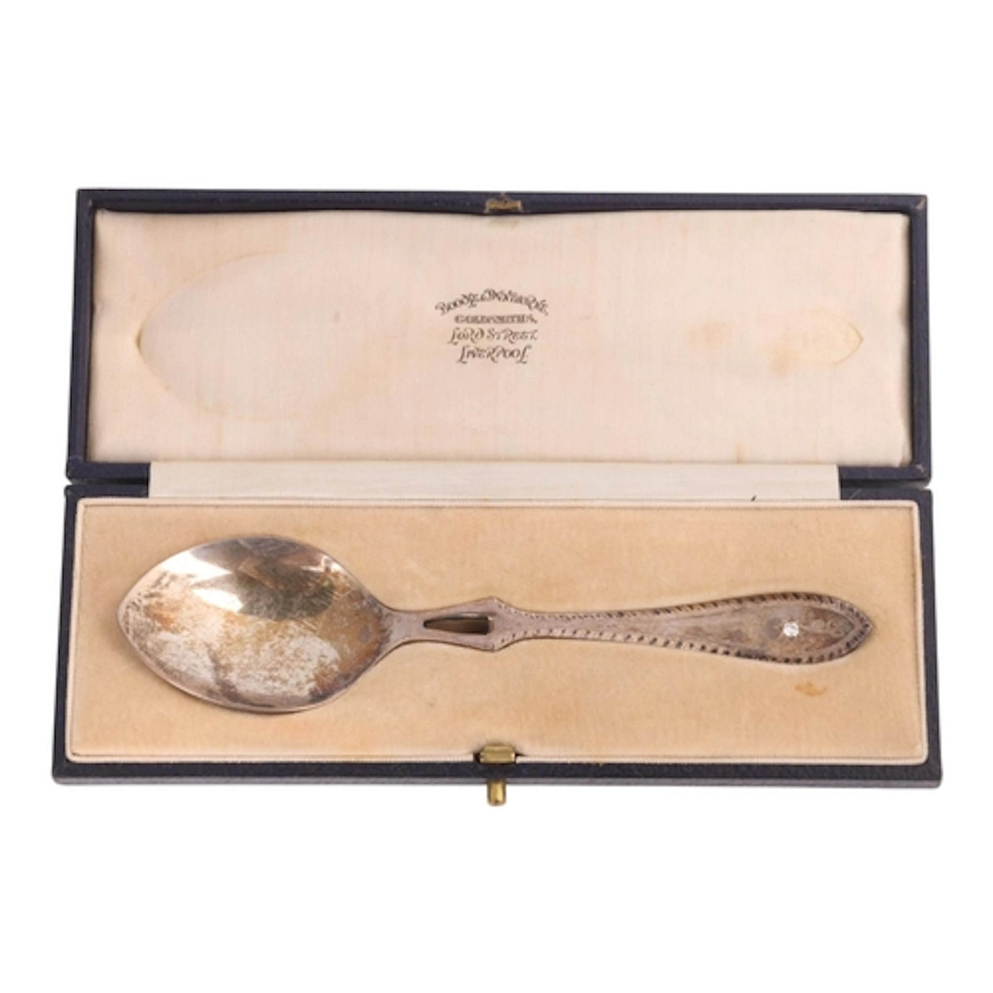 A George V silver diamond preserve honey spoon, Roberts & Be...