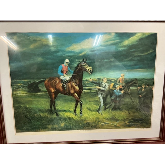 A Large Framed Racing Print Approximately 109Cm x 82Cm. NO ...