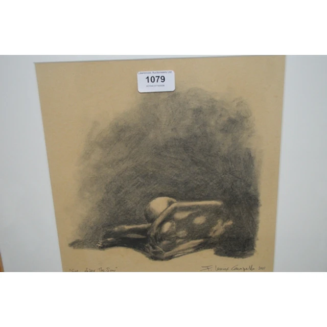 F. Lennox Campello, charcoal drawing, nude study, ' Eve afte...