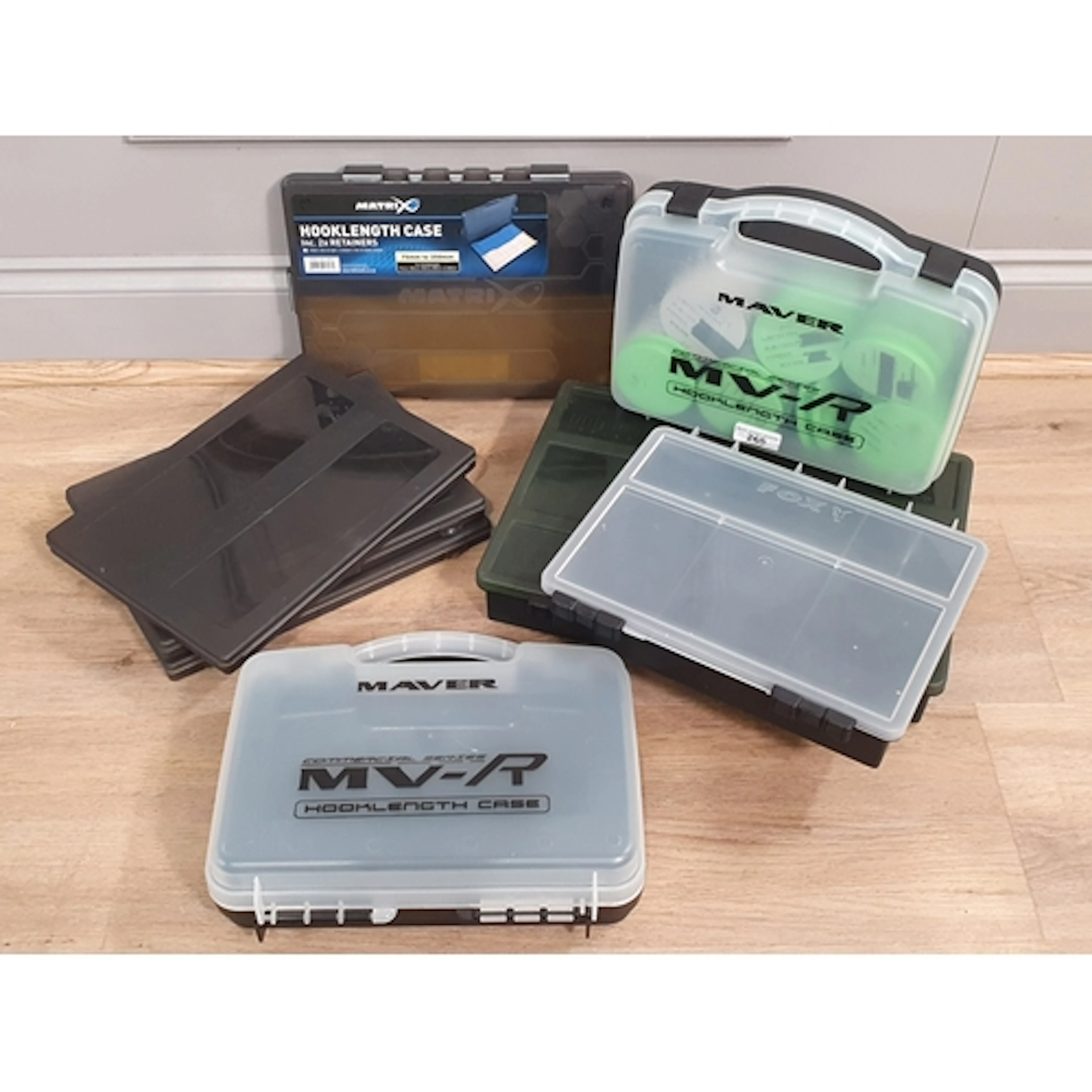 Eight assorted Tackle Boxes and Hooklength Cases to include,...