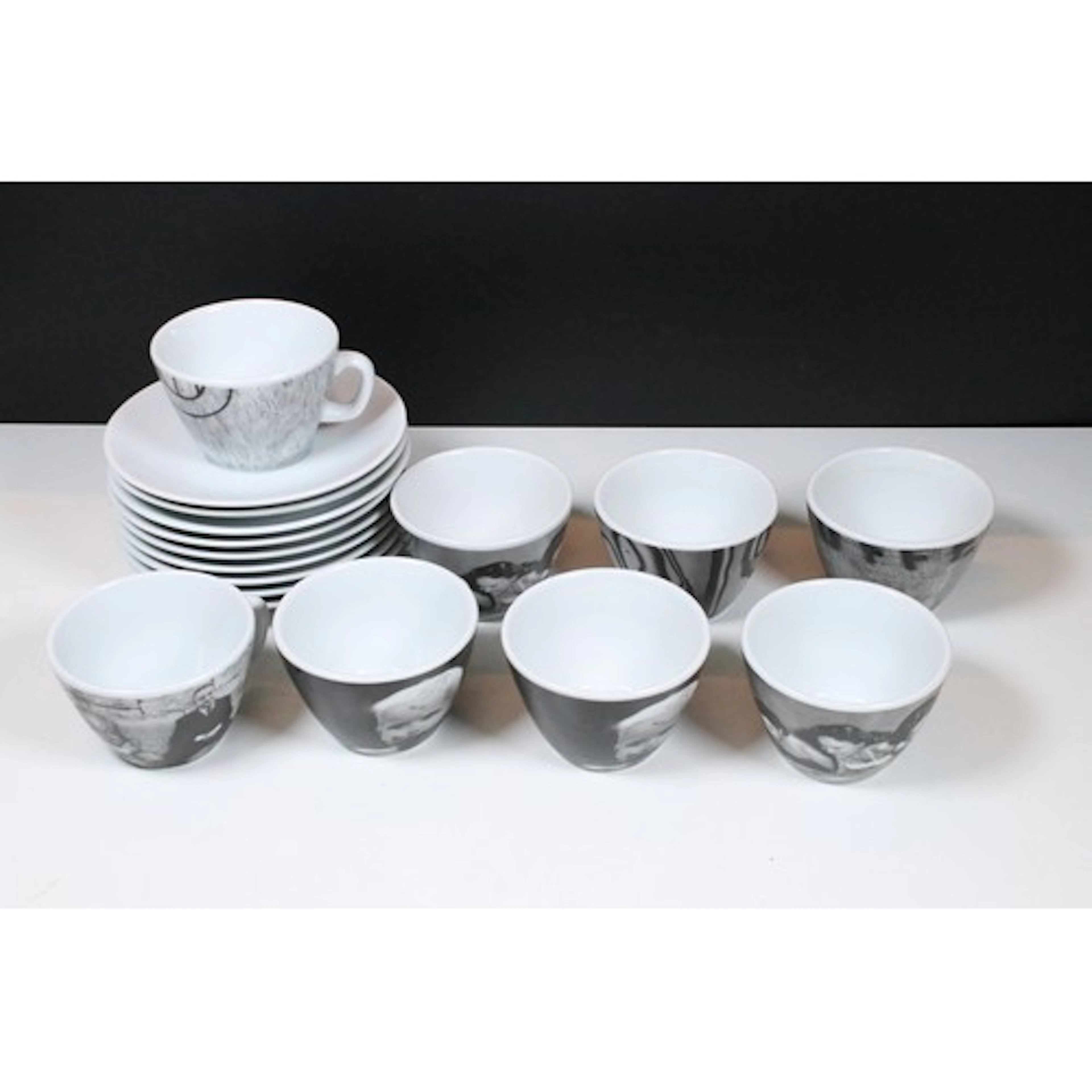 Harvey Nichols monochrome pattern part tea set, comprising e...