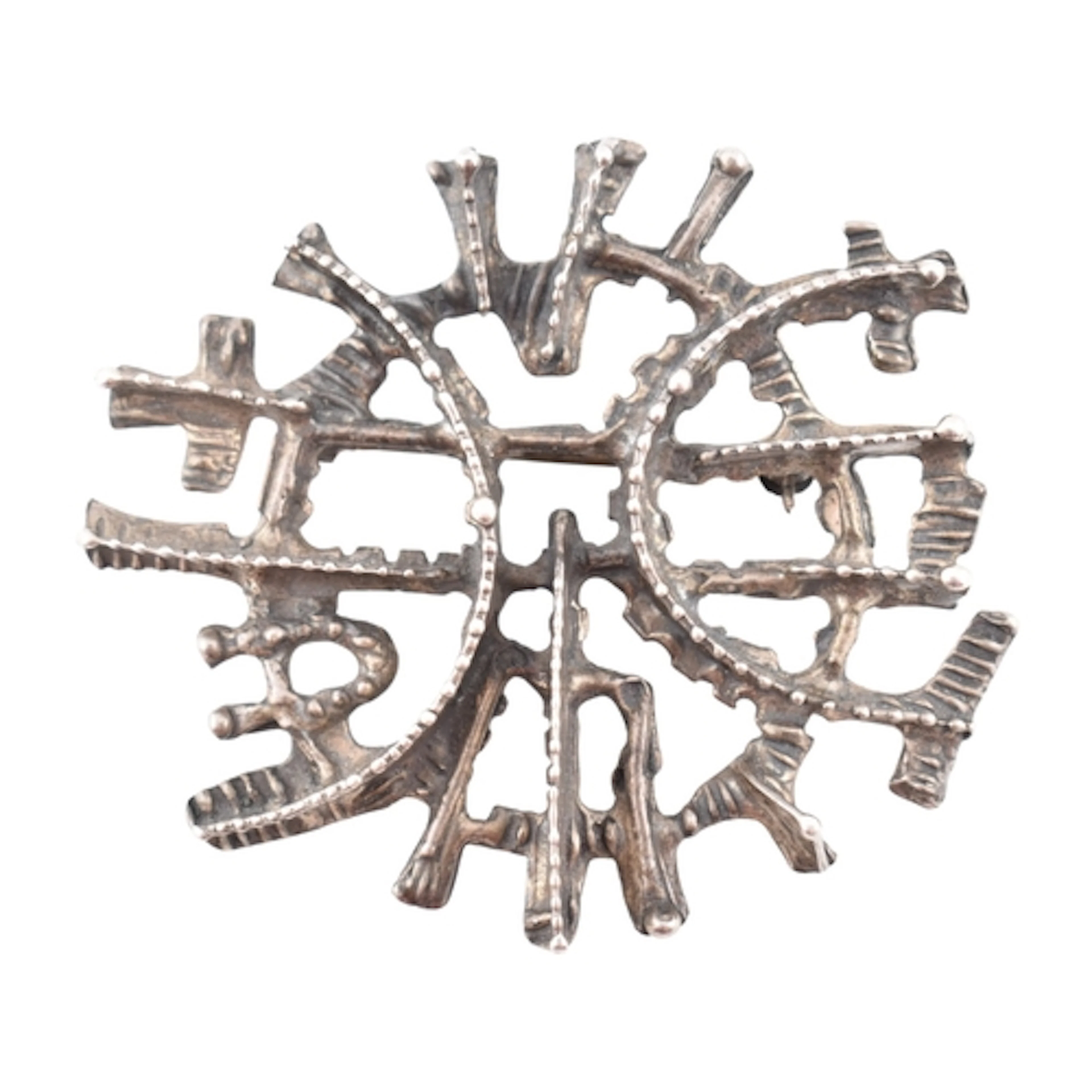 1960s silver brutalist abstract pendant brooch pin - The mod...