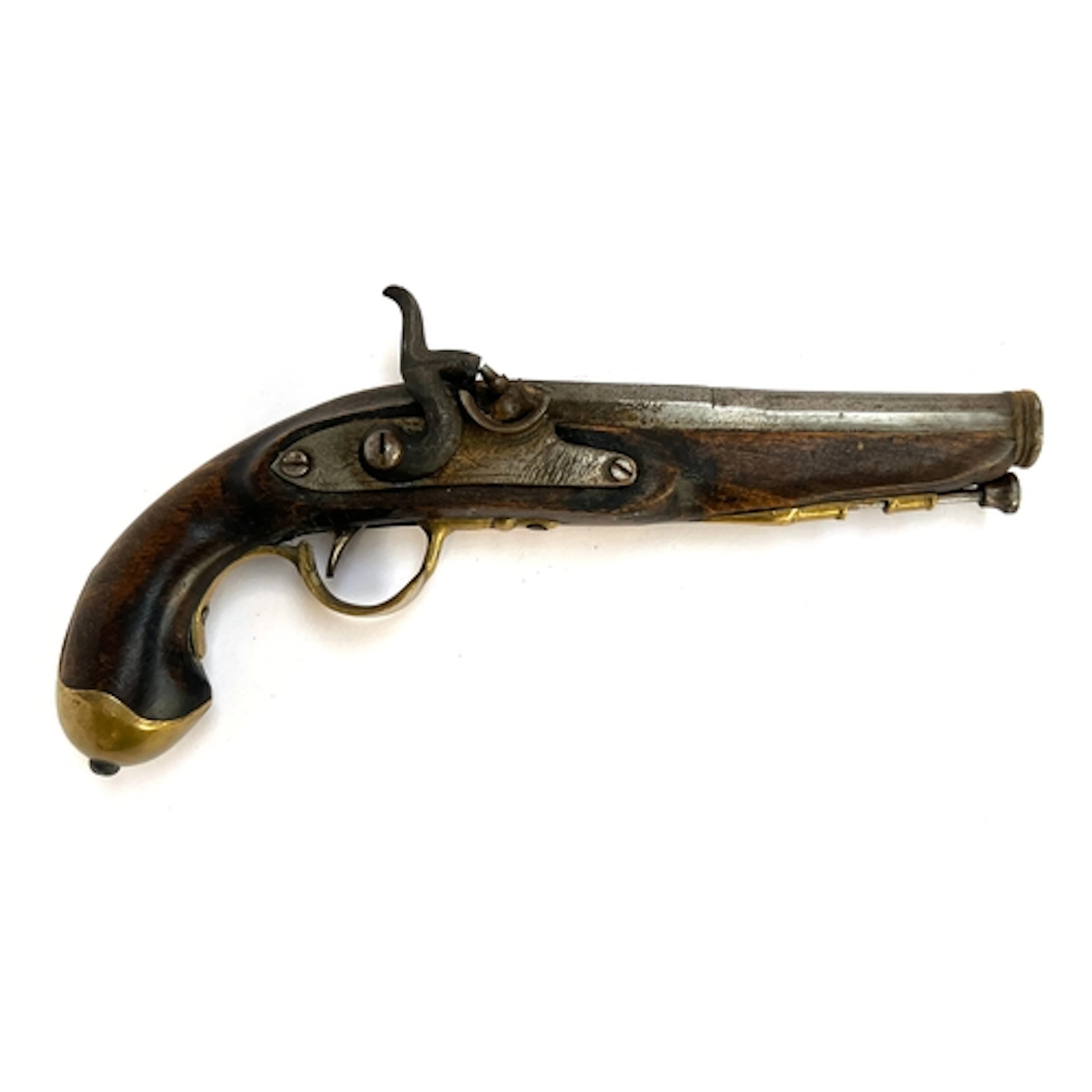 A small 19th century percussion pistol, the 6" barrel with v...