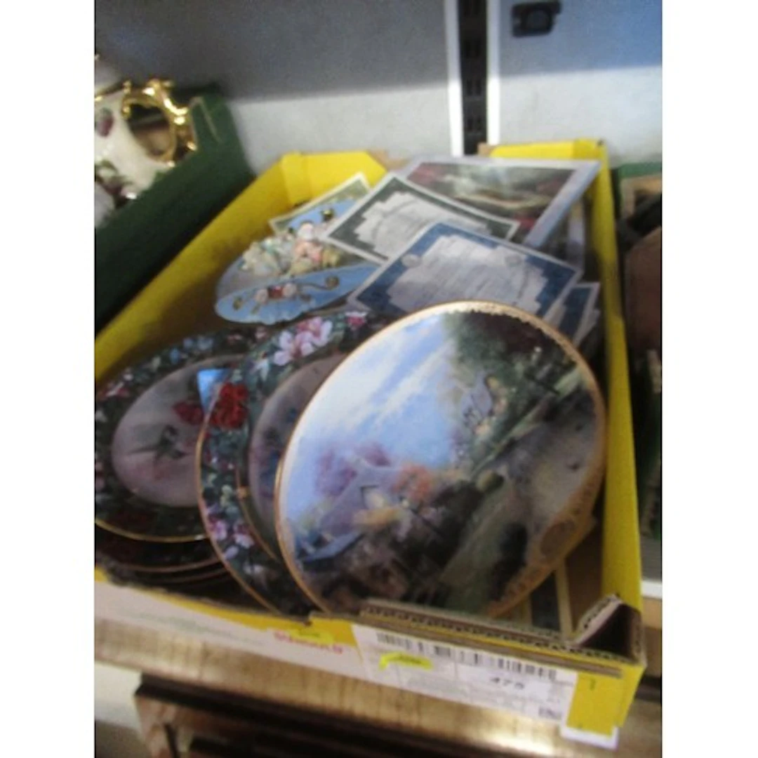 A collection of plates, porcelain plaques etc