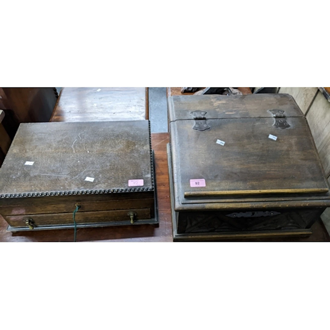 Mixed items to include a carved oak bible box, a Victorian m...