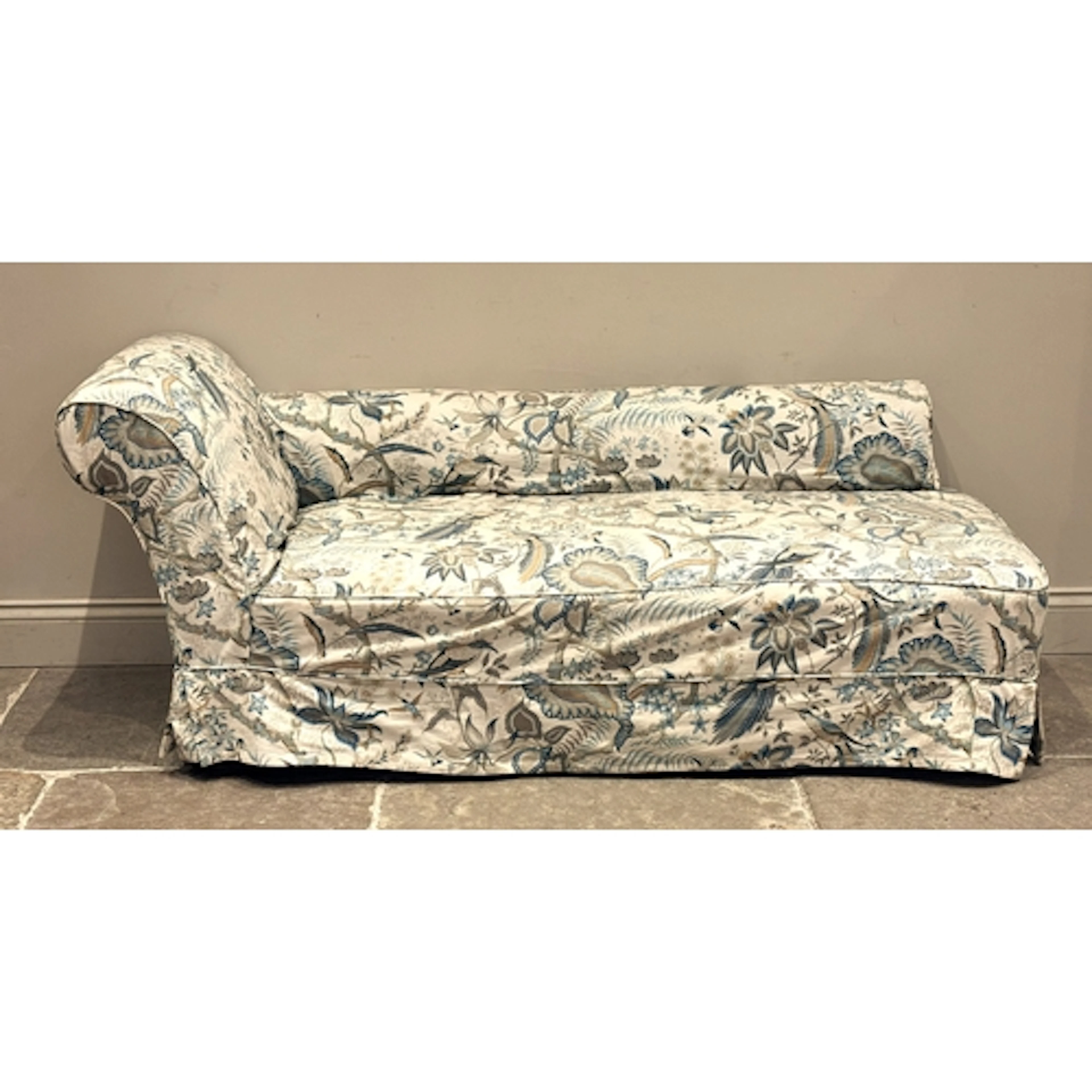 A Sanderson upholstered day bed or chaise lounge, 20th centu...