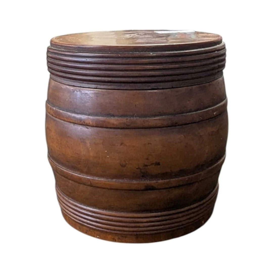 A vintage 20th century turned wooden tea caddy / storage box...