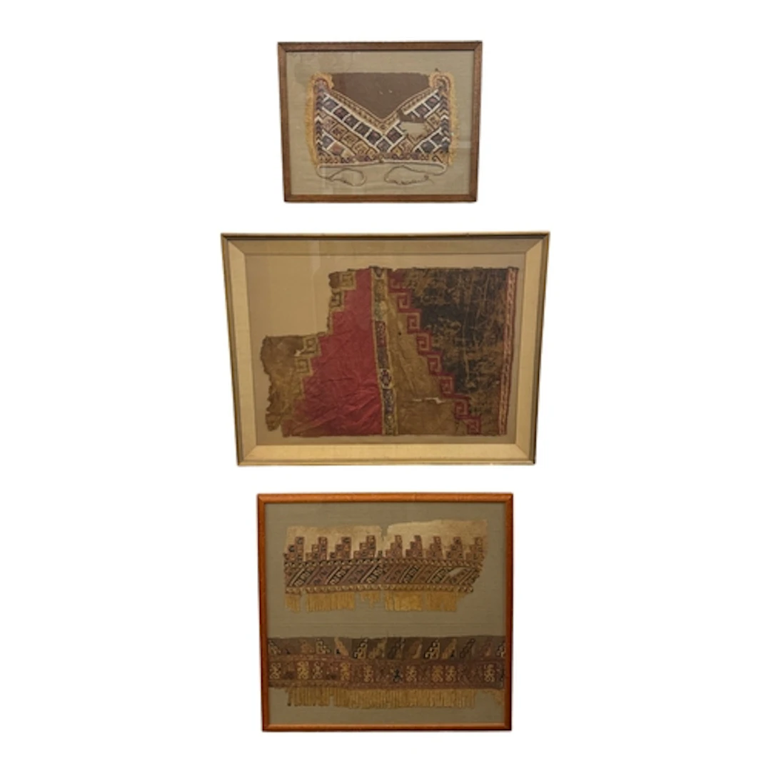 Three Pre-Columbian textile fragments, probably Mochica or ...