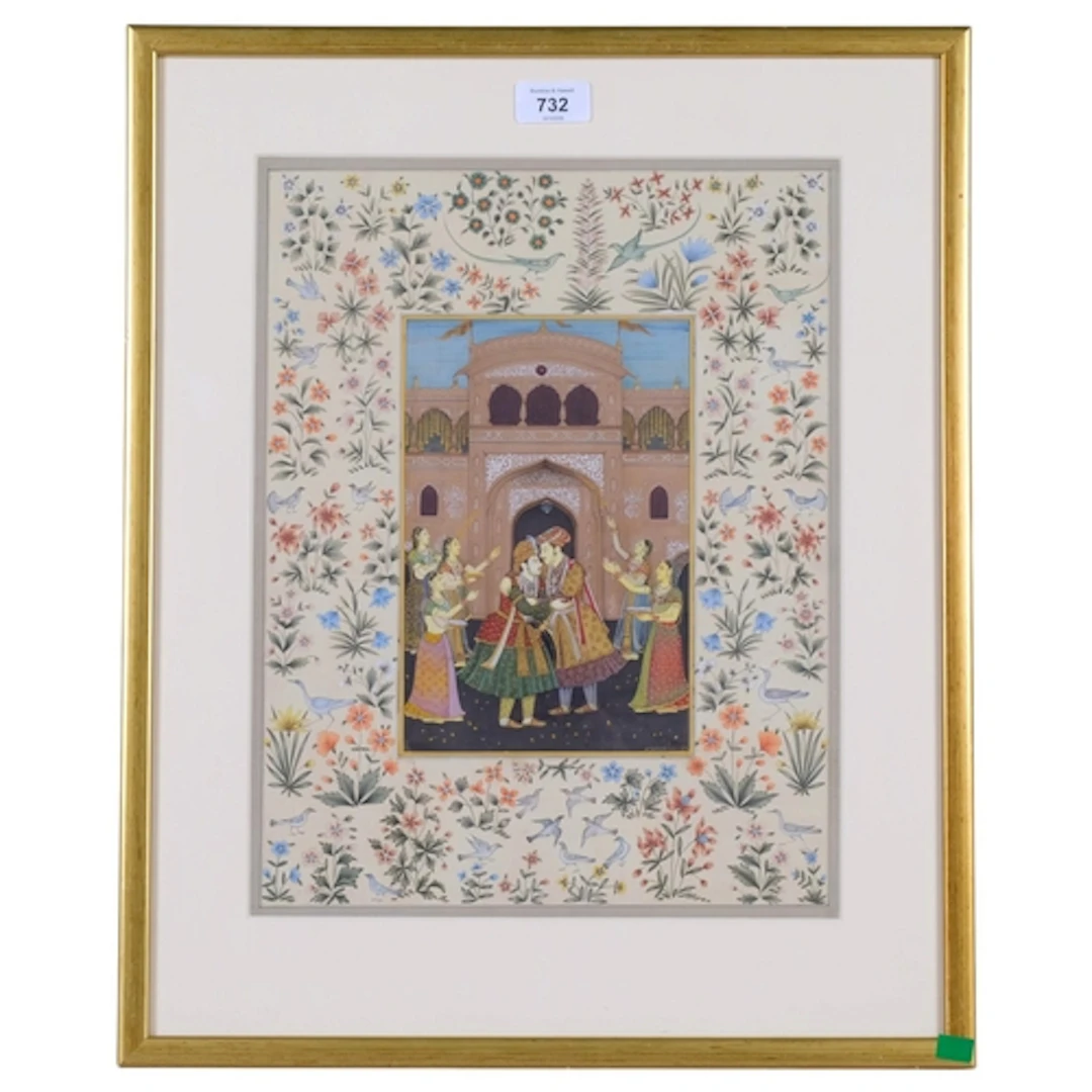 Indian School, highly detailed palace celebrations, gouache ...