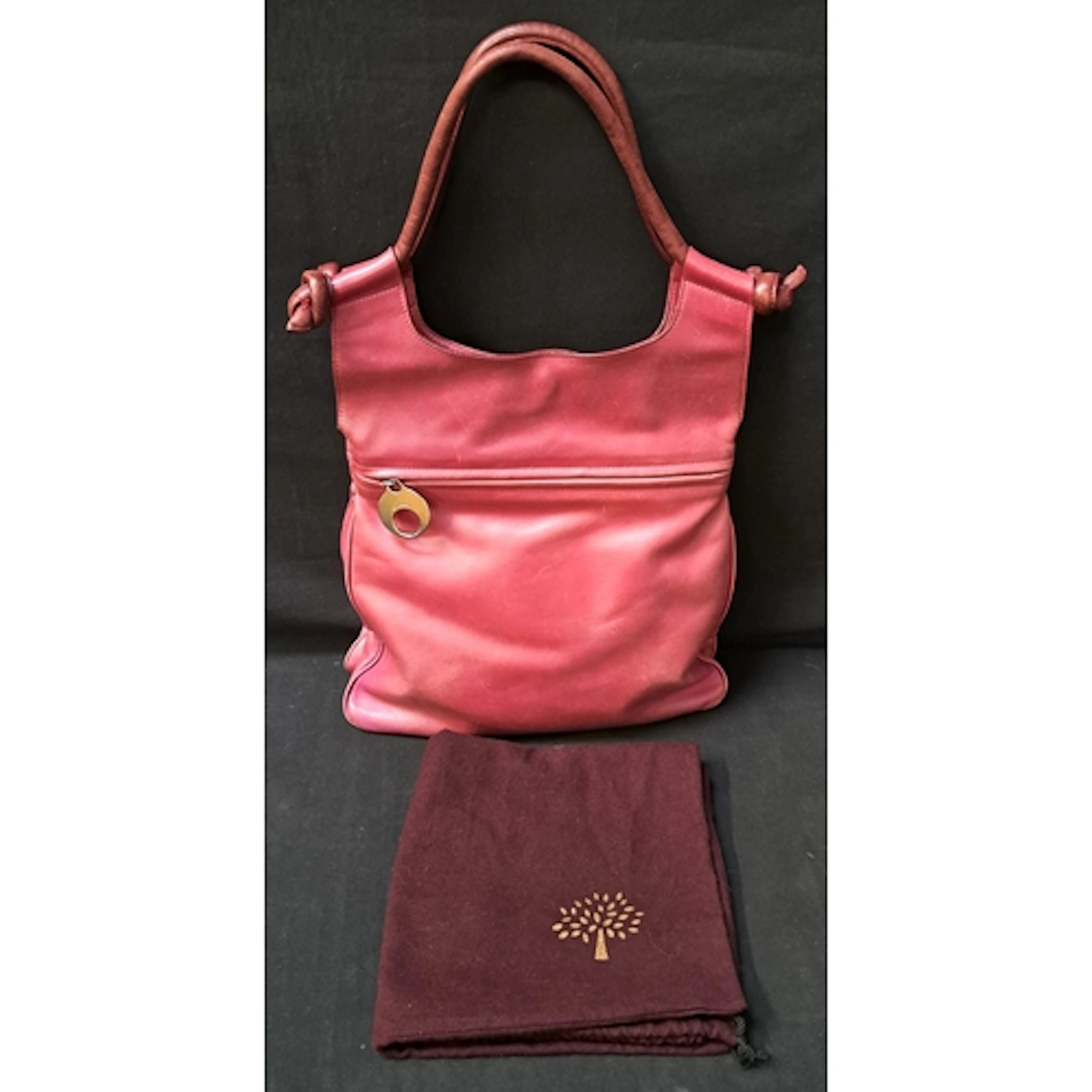 MULBERRY 'HOBO' HANDBAG early-to-mid 1990s, in Burgundy Lea...