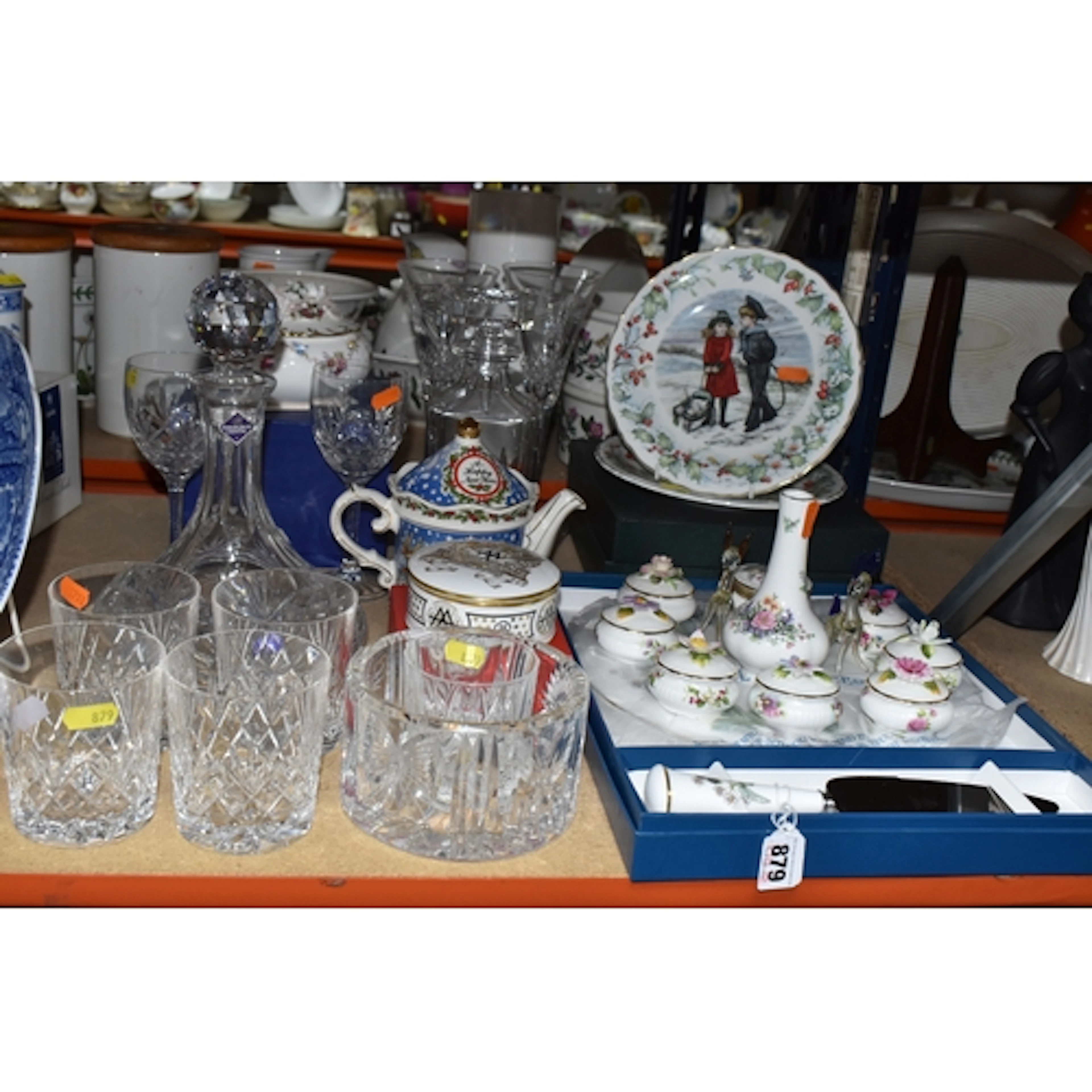 A GROUP OF CERAMICS AND GLASS WARES, to include a Waterford ...