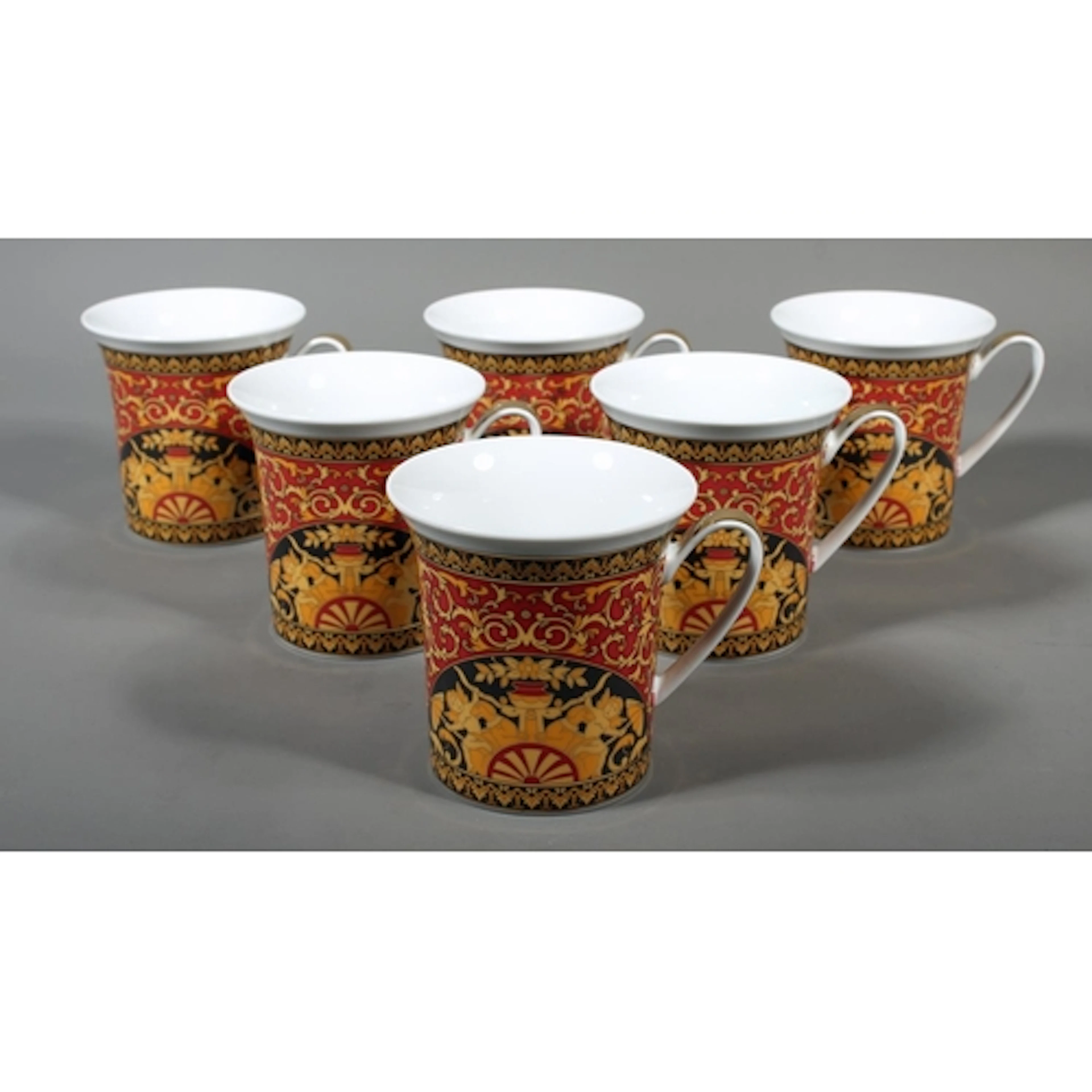 Rosenthal Versace Medusa red, black and gold decoration six ...