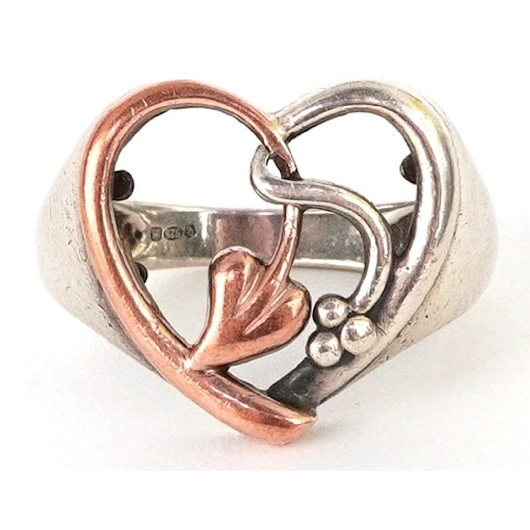 Clogau, Welsh silver and gold love heart ring with box, size...