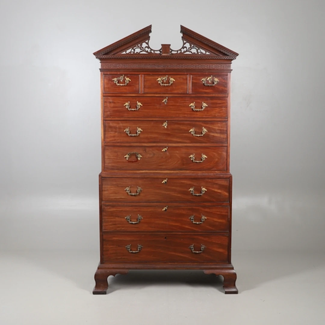 A GEORGE III MAHOGANY TALLBOY, ATTRIBUTABLE TO GILLOW & CO. ...
