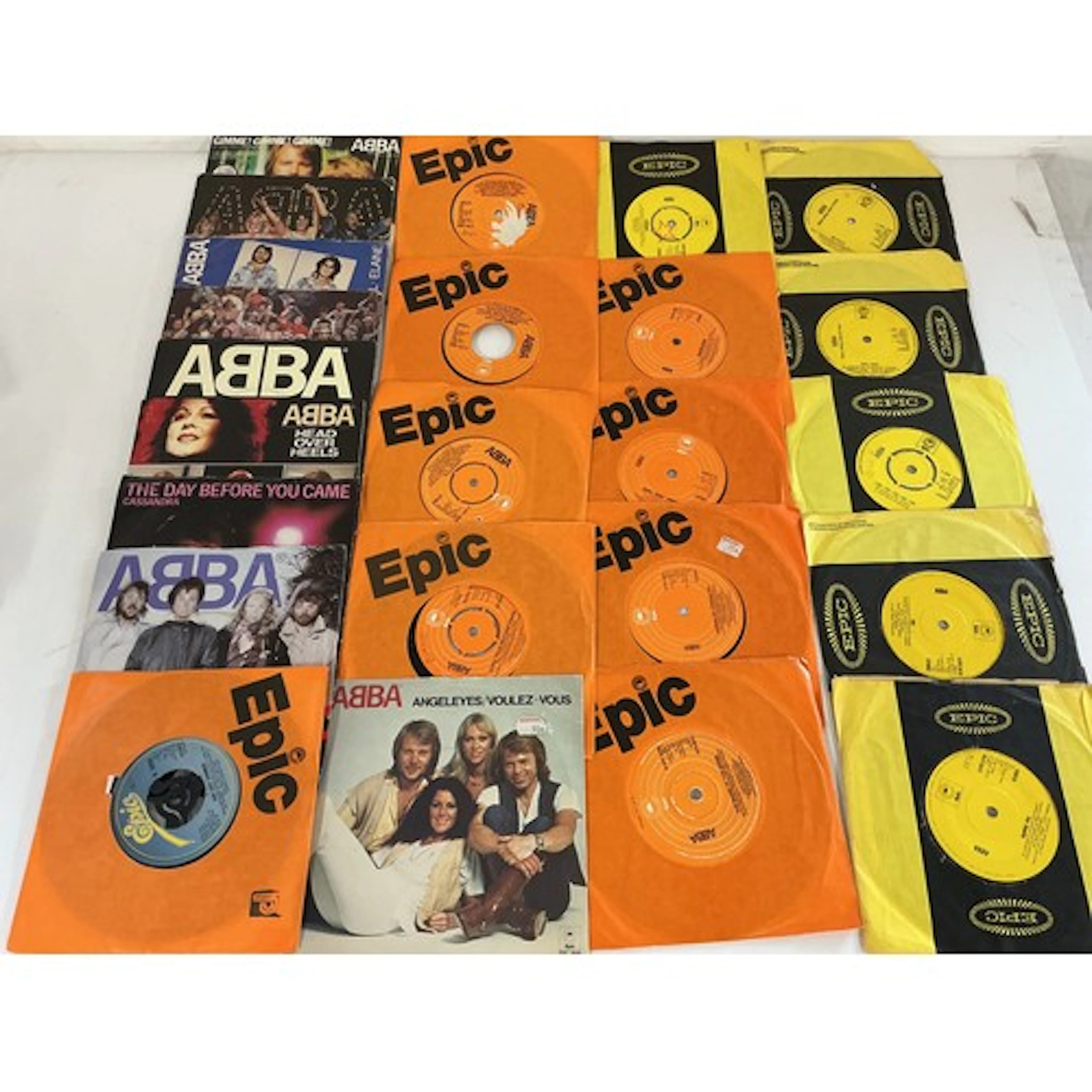 A collection of ABBA 7” singles.