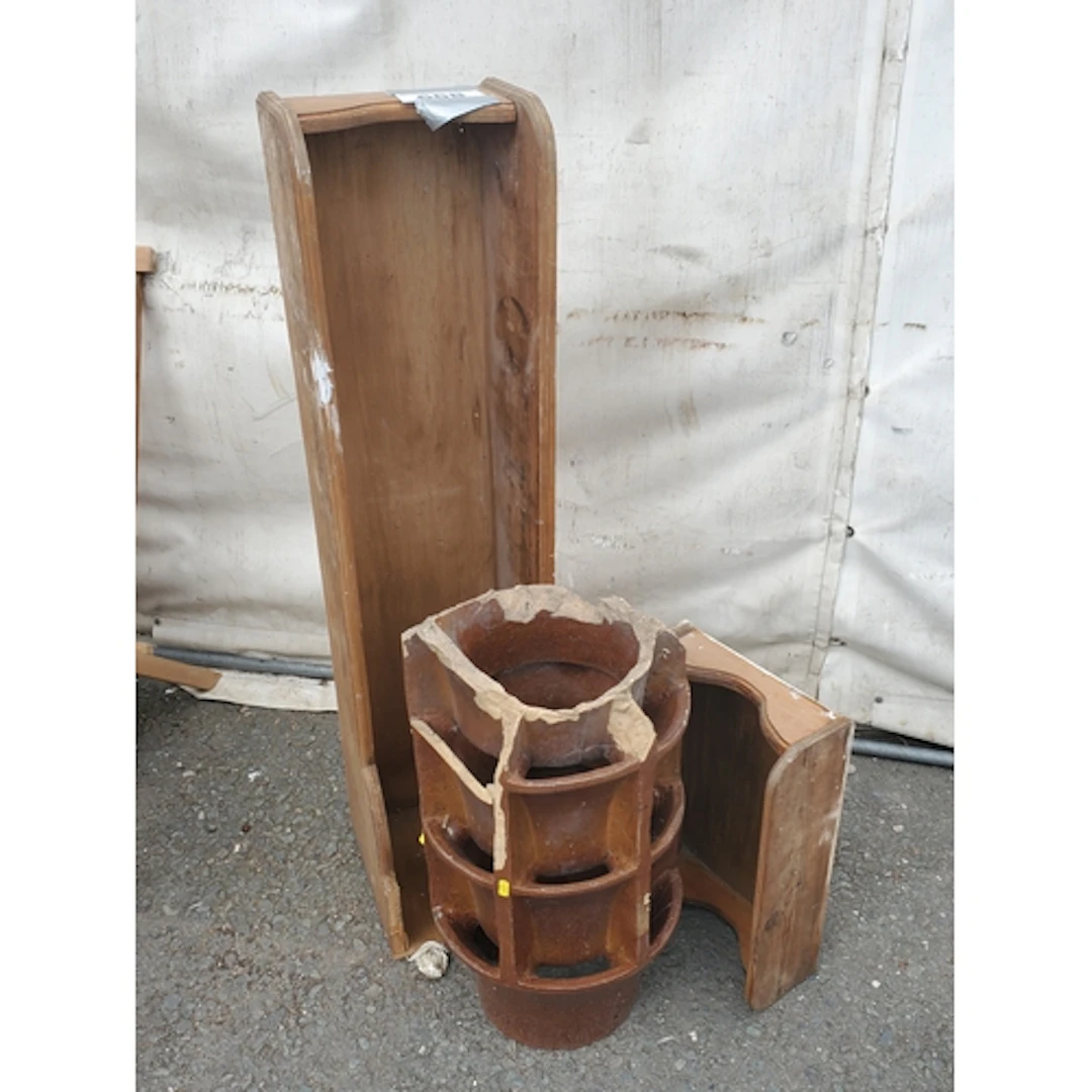 A Chimney Pot and two wooden Boxes