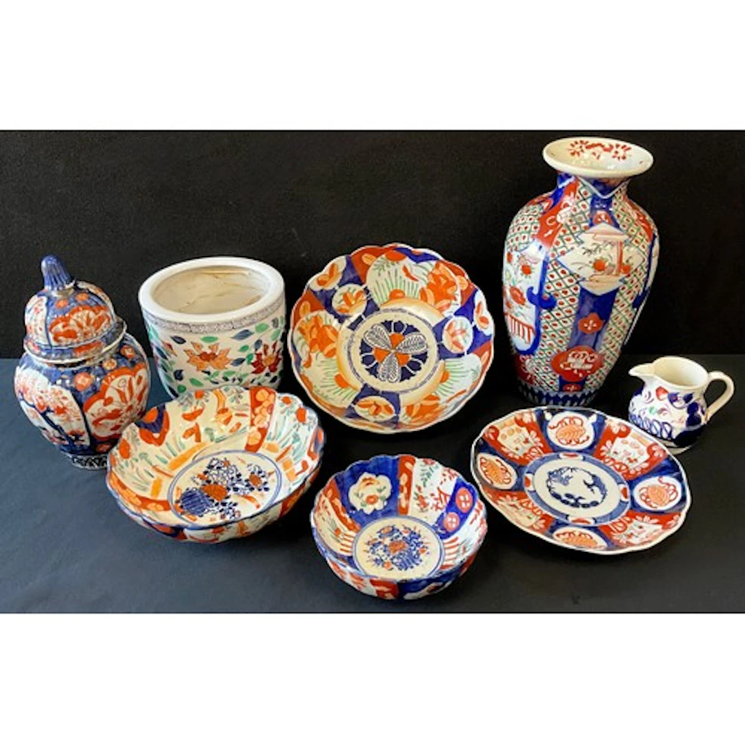 Three 19th century Imari palette bowls, various sizes, with ...