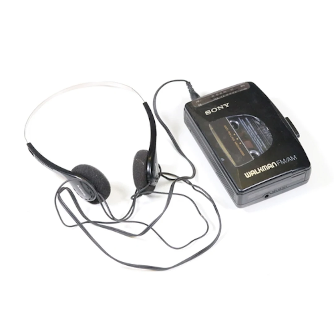 Sony Walkman cassette player with Sony headphones