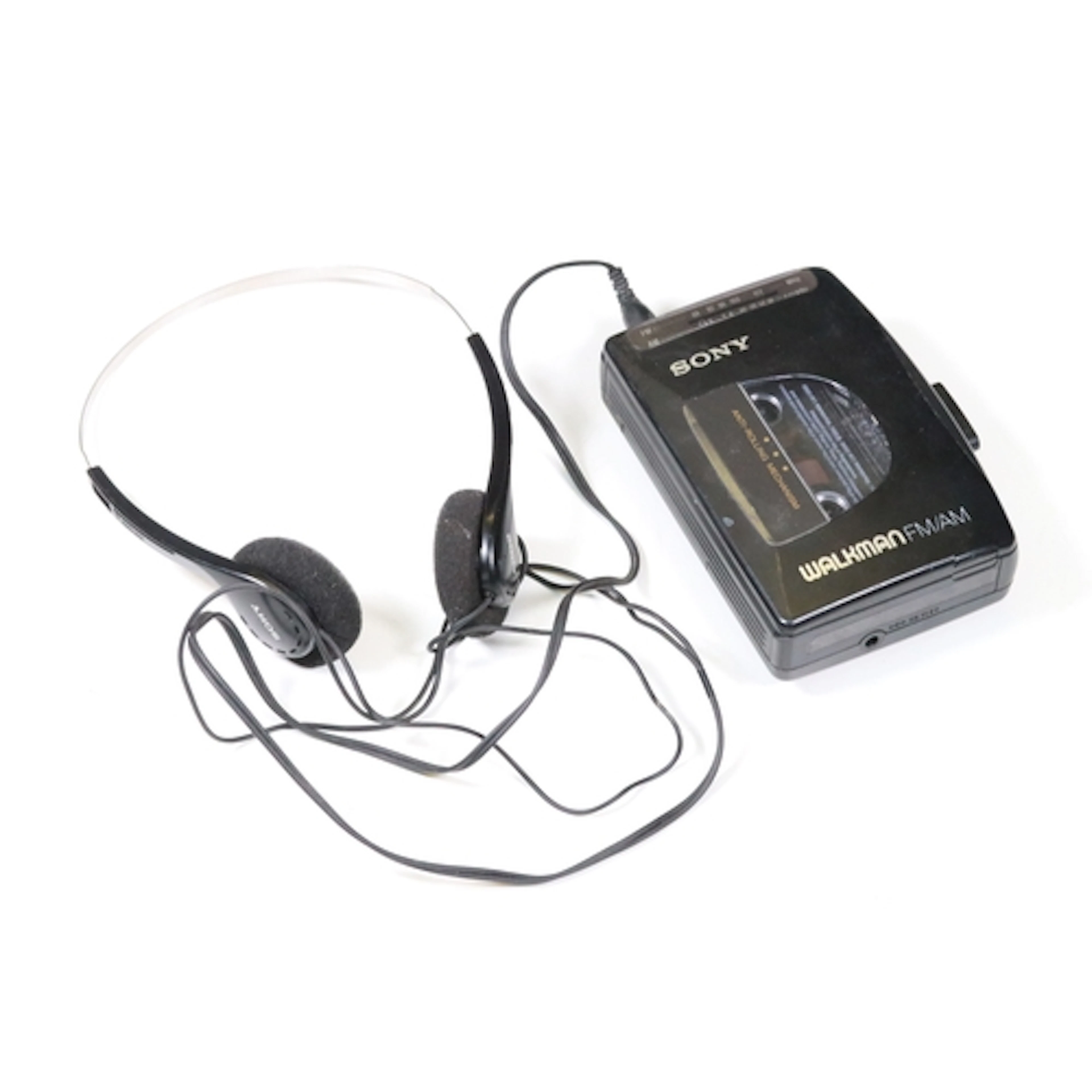 Sony Walkman cassette player with Sony headphones